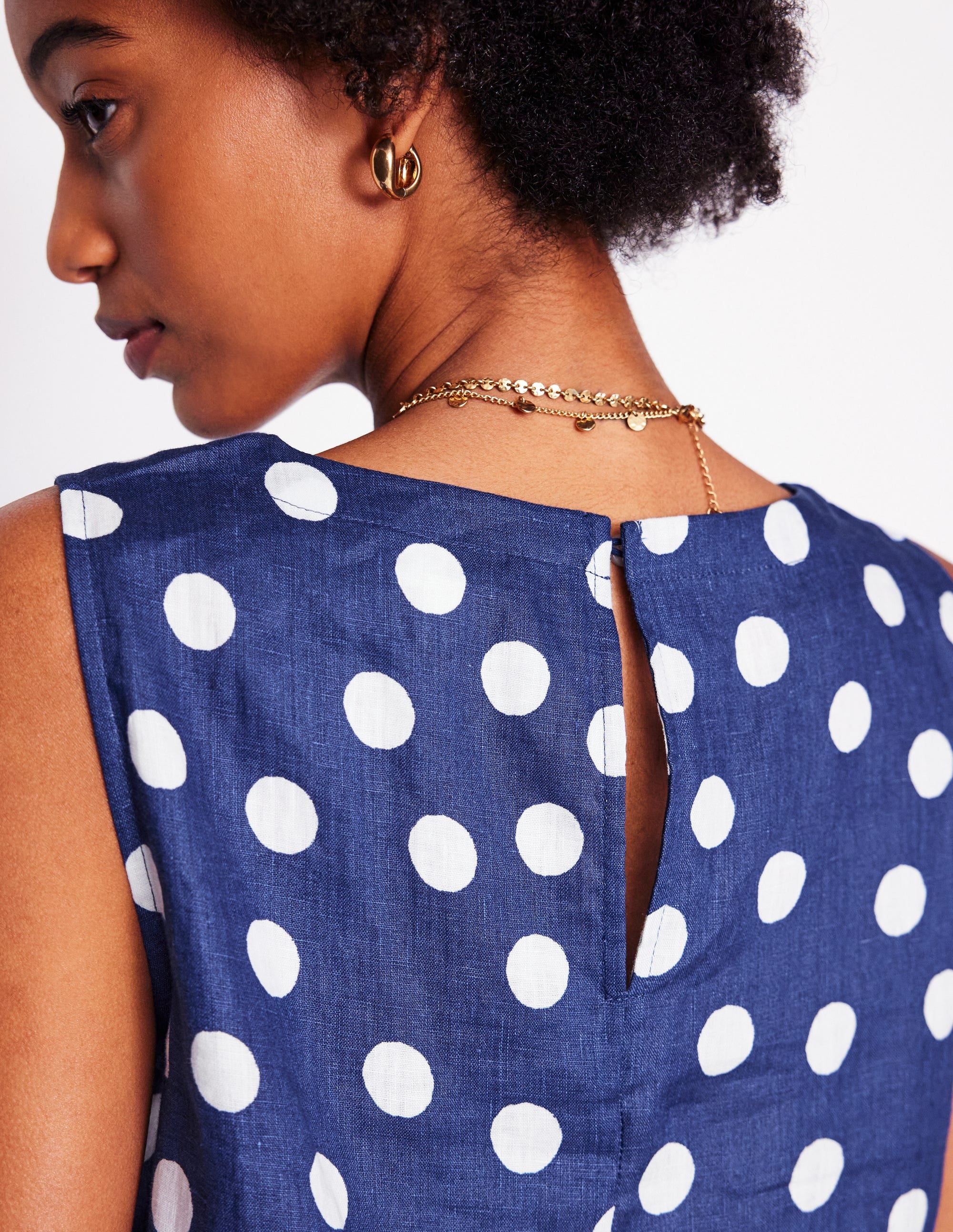 Linen Shell Top-Starboard Blue, Painted Dot - Image 5