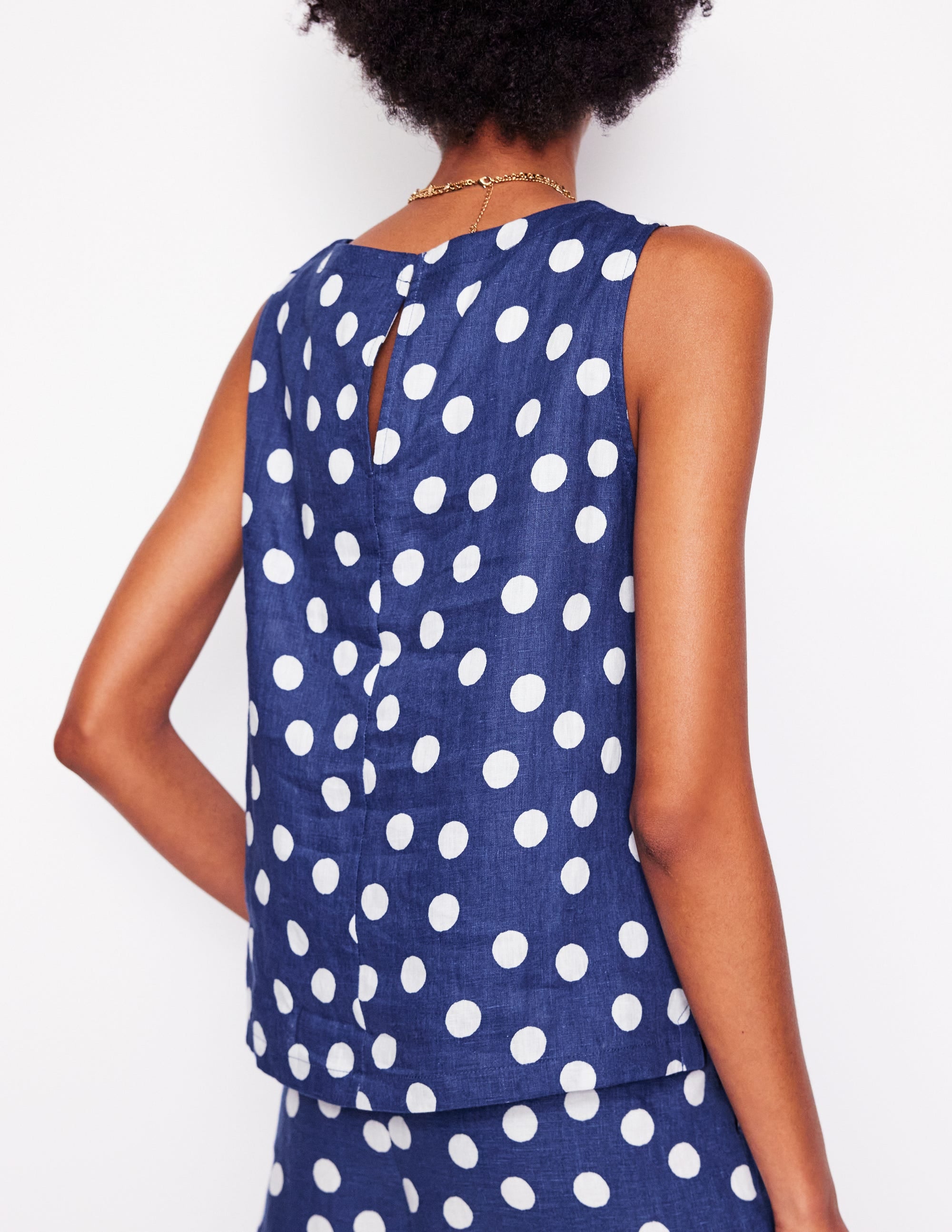 Linen Shell Top-Starboard Blue, Painted Dot - Image 6