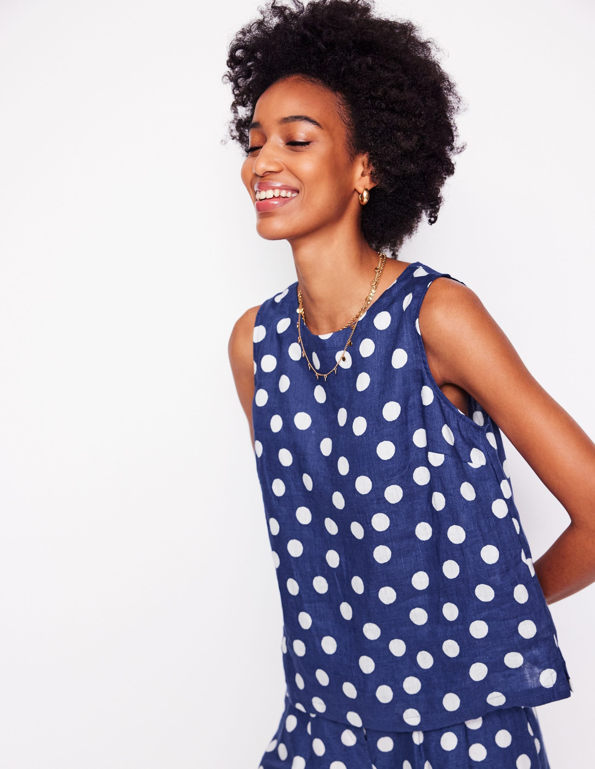 Linen Shell Top-Starboard Blue, Painted Dot - Image 7