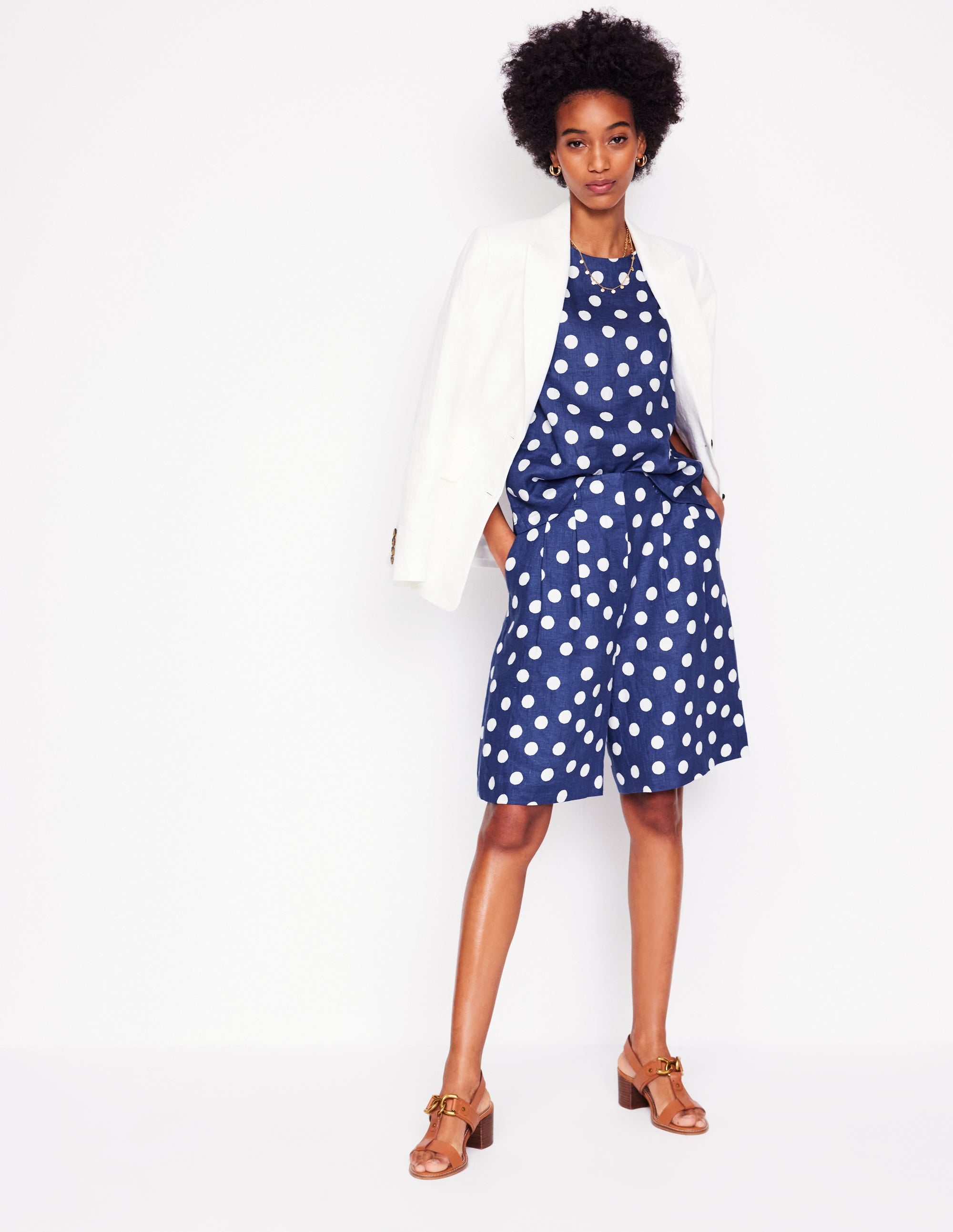 Linen Shell Top-Starboard Blue, Painted Dot - Image 8