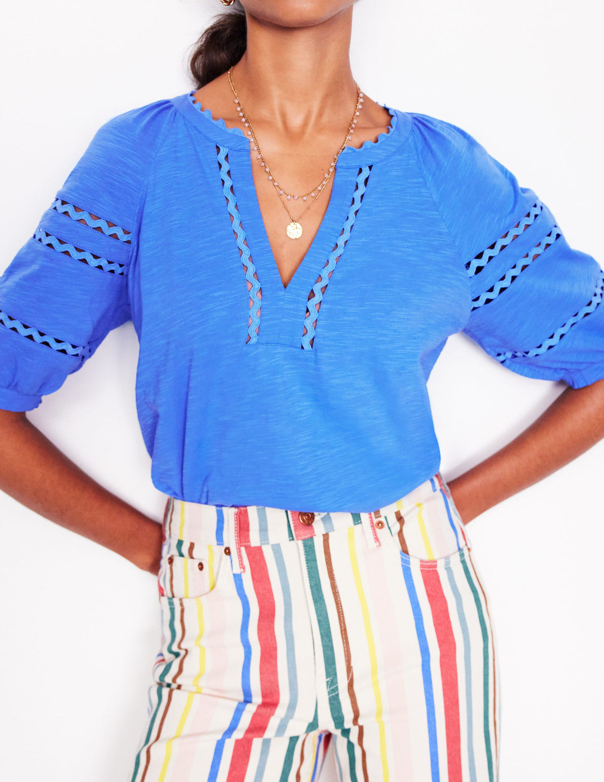Maisy Rikrak Trim Top-Ocean Blue - Image 4