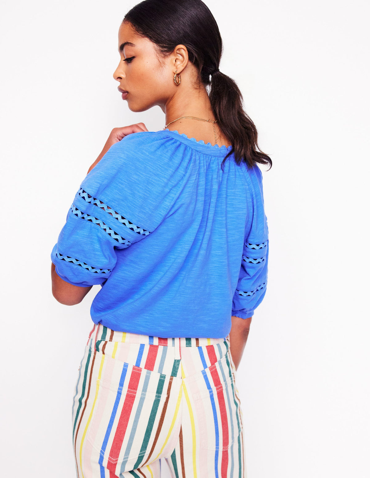 Maisy Rikrak Trim Top-Ocean Blue - Image 5