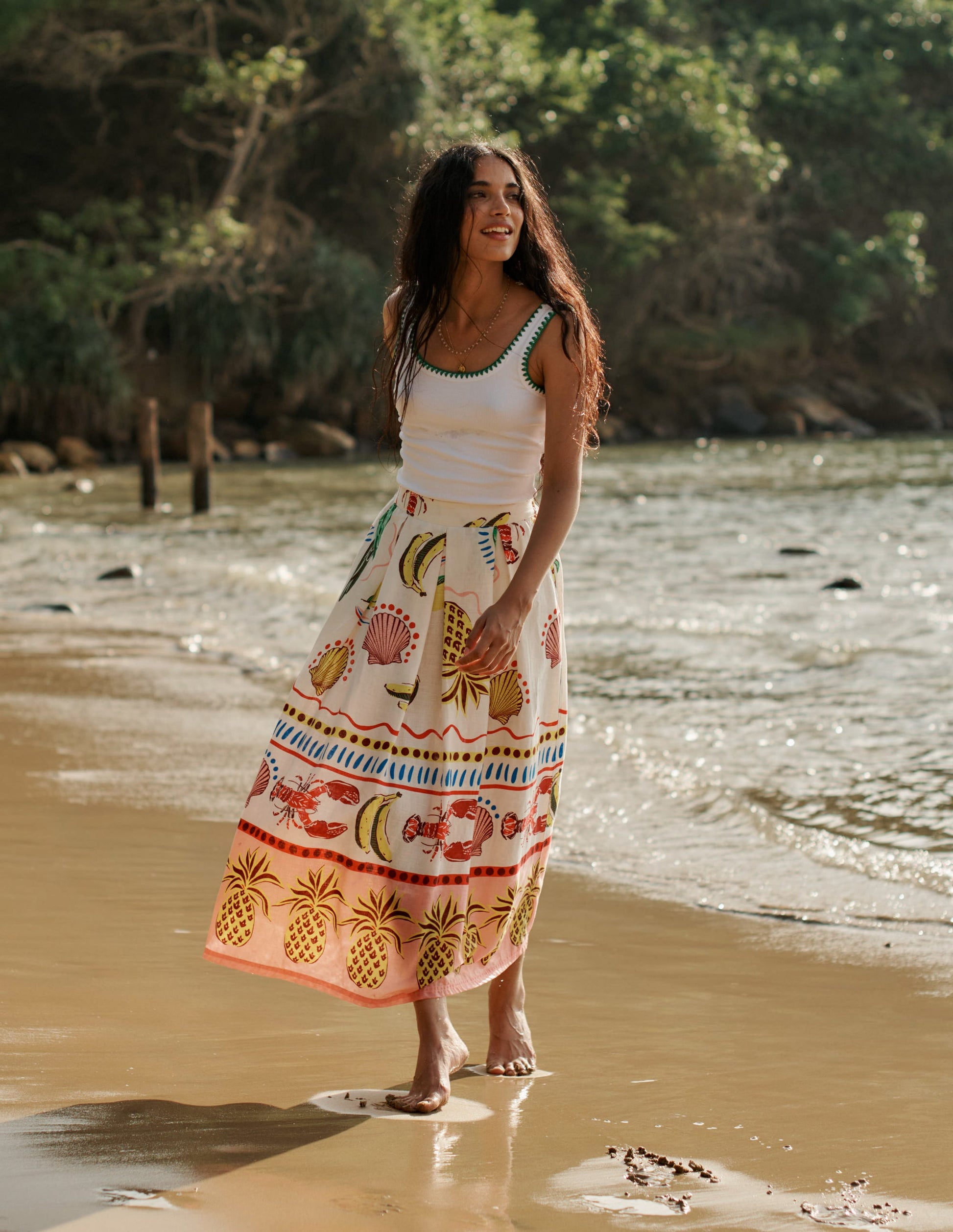 Crochet Trim Tank Top-White-5