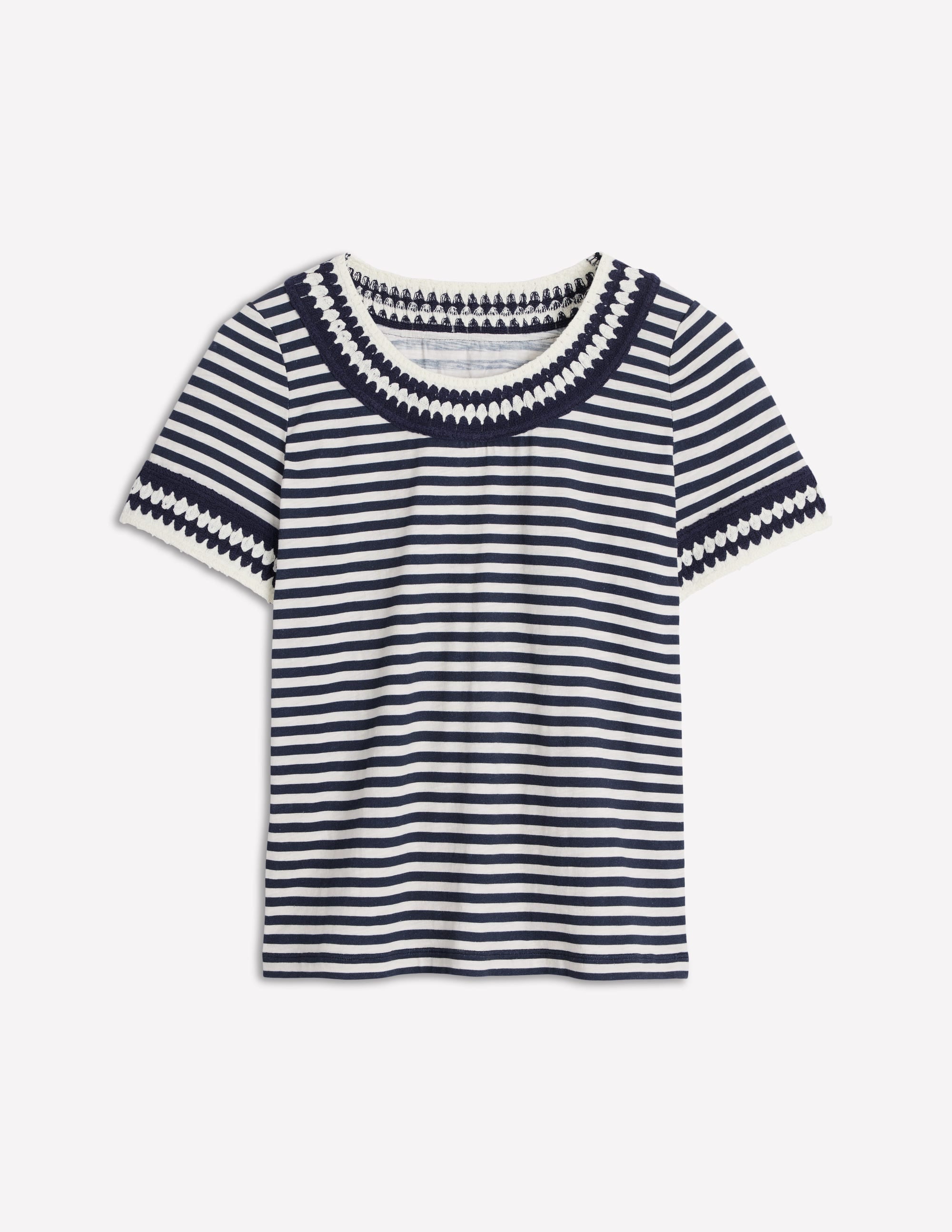 Fae Crochet T-shirt-Ivory, Navy - Image 6