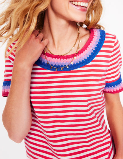 Fae Crochet T-shirt-Ivory, Cayenne-4