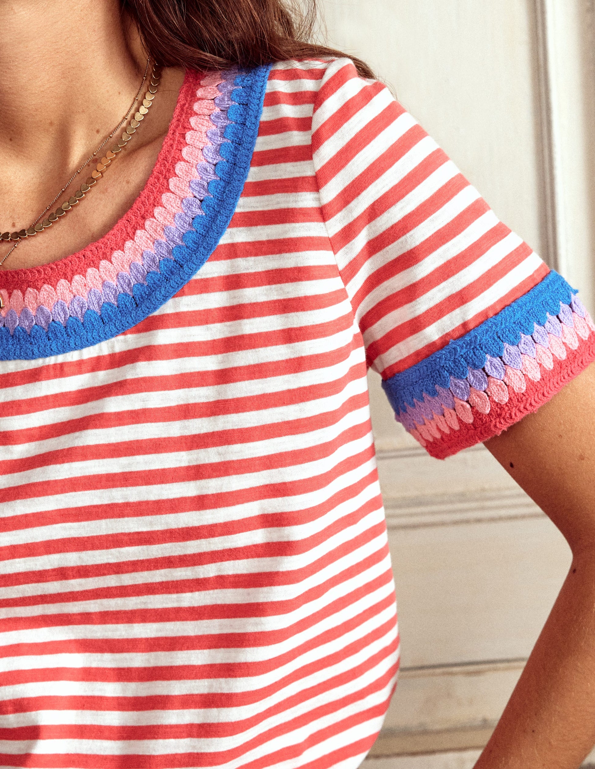 Fae Crochet T-shirt-Ivory, Cayenne-2