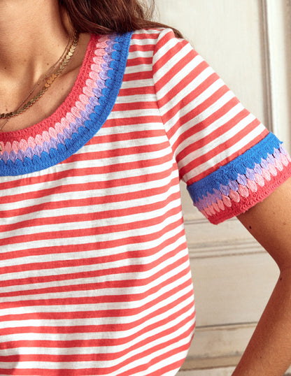 Fae Crochet T-shirt-Ivory, Cayenne-2