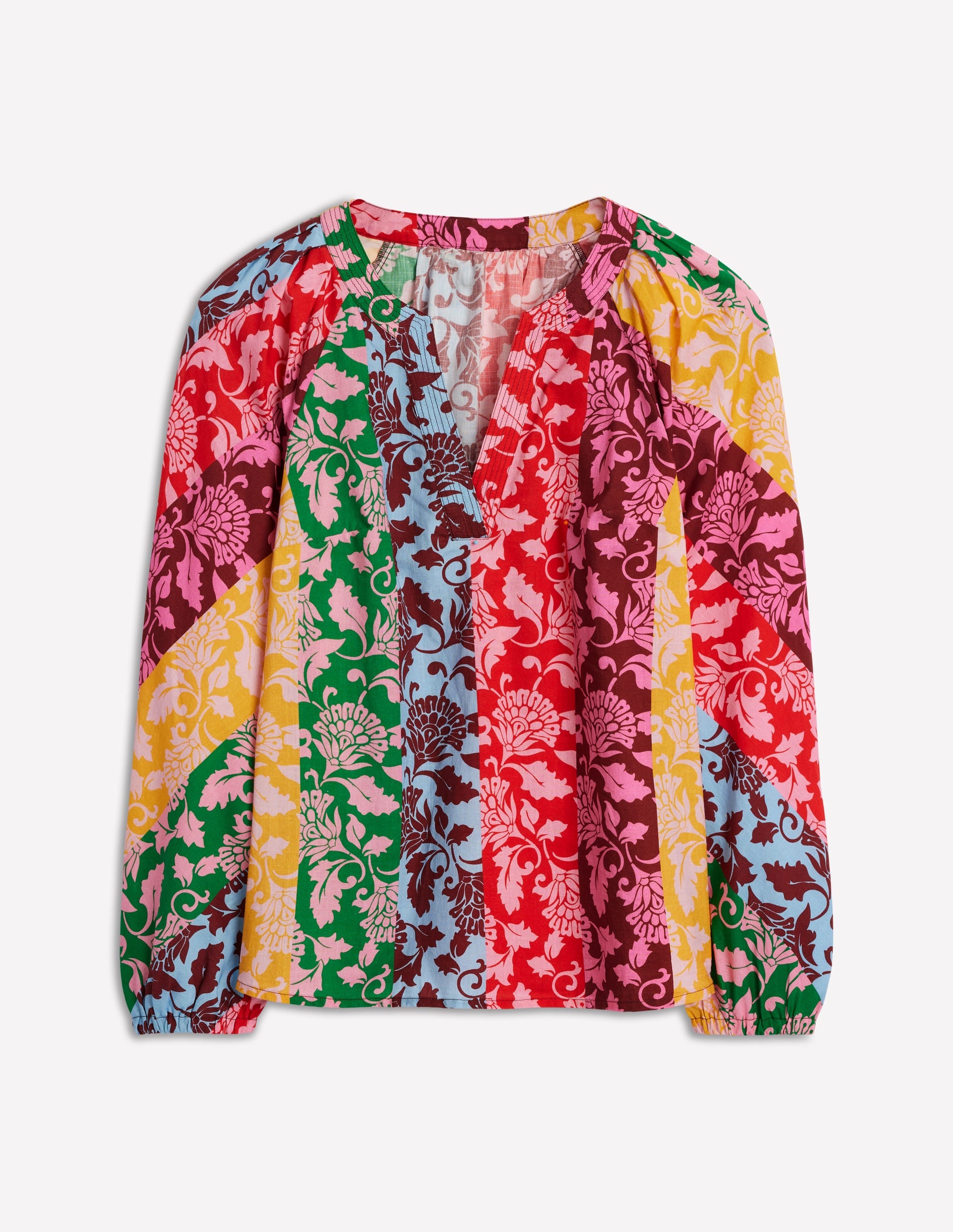 Long Sleeve Notch Top-Multi, Ornate Vine - Image 7