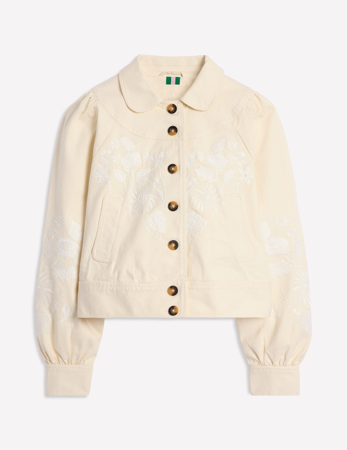 Collared Embroidered Jacket-Ivory, Embroidery - Image 6