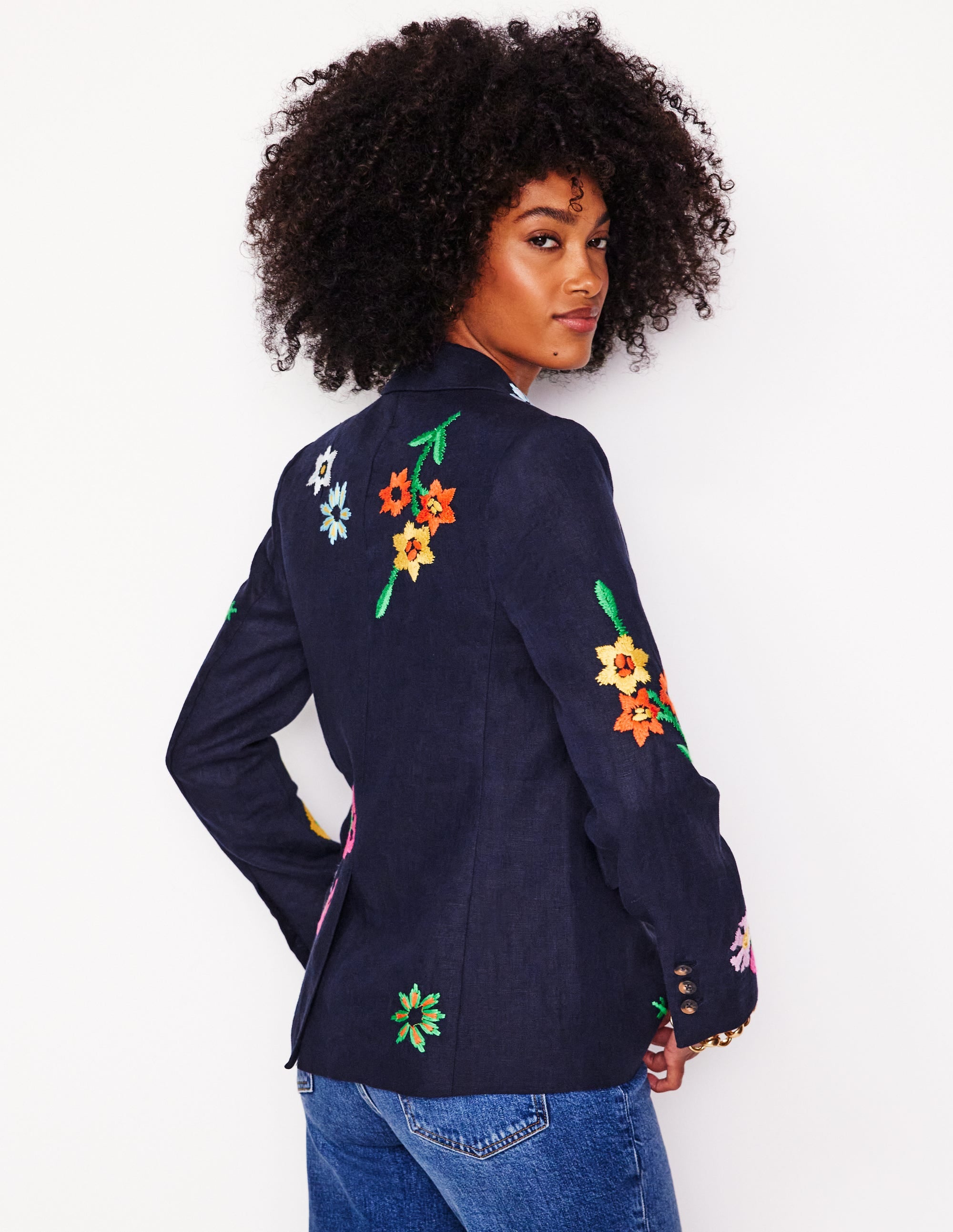 Marylebone Interest Blazer-Navy Embroidery - Image 4