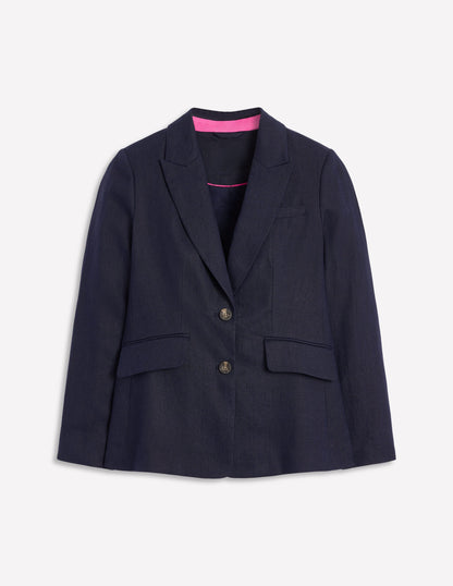 Stamford Linen Blazer-Navy