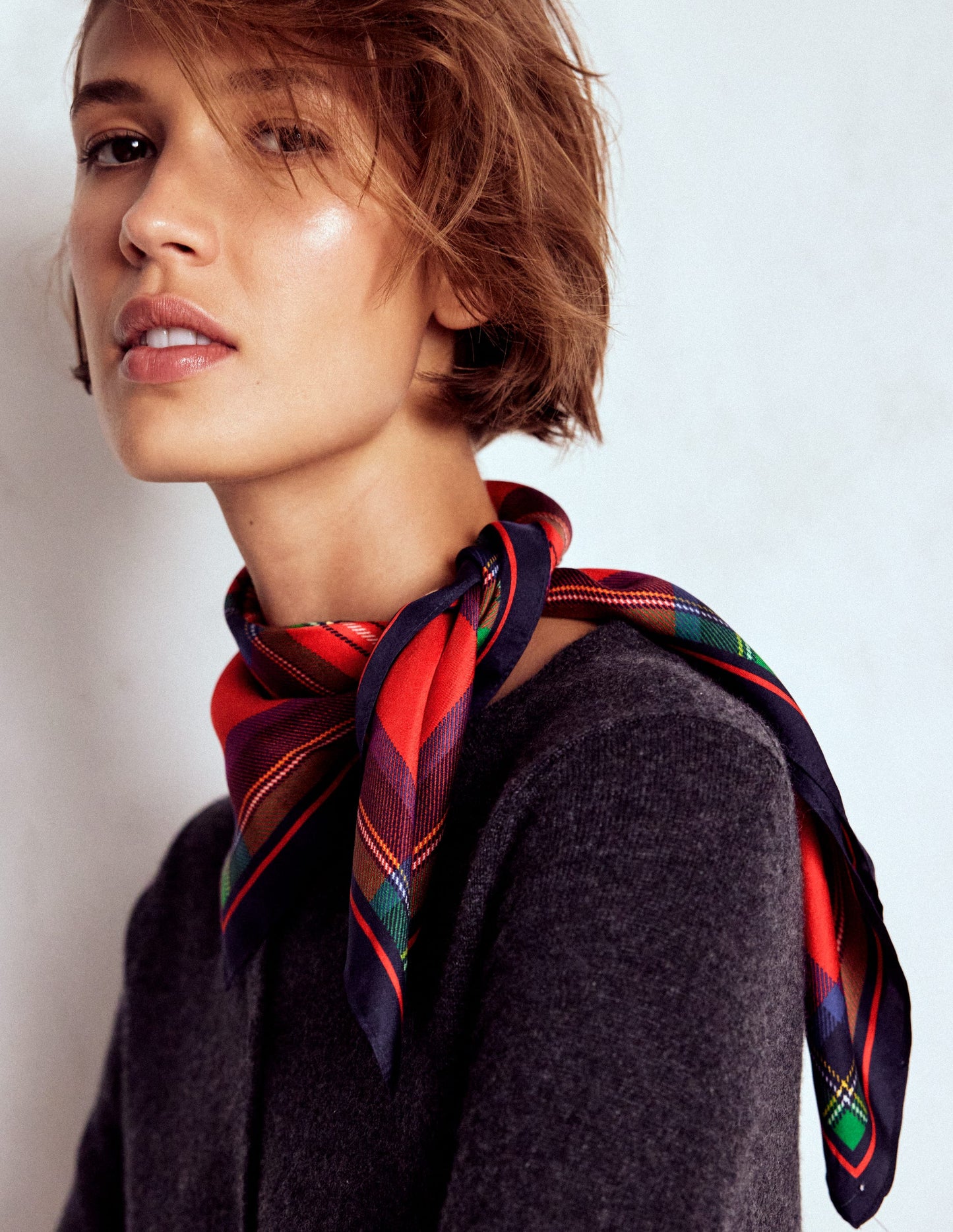 Silk Square Scarf-Tartan