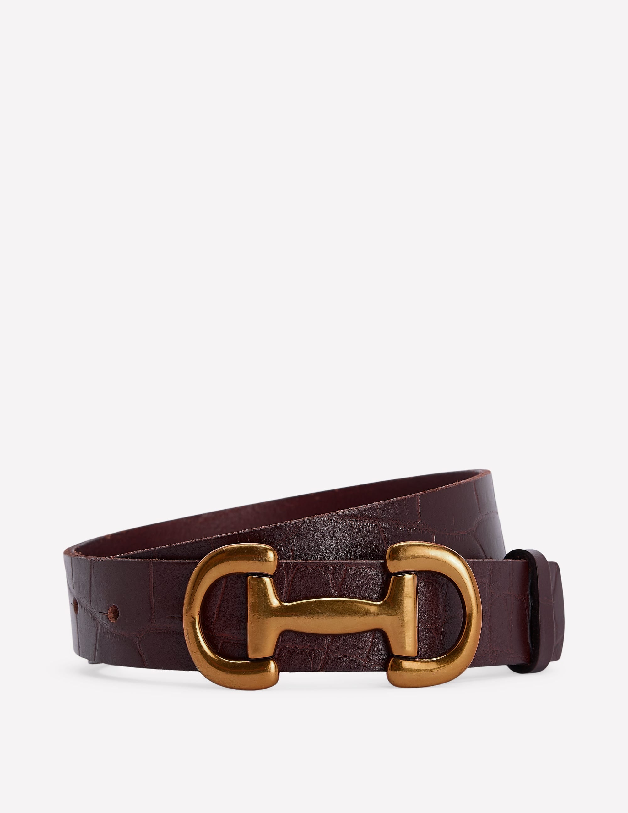 Iris Snaffle-Trim Leather Belt-Croc - Image 1