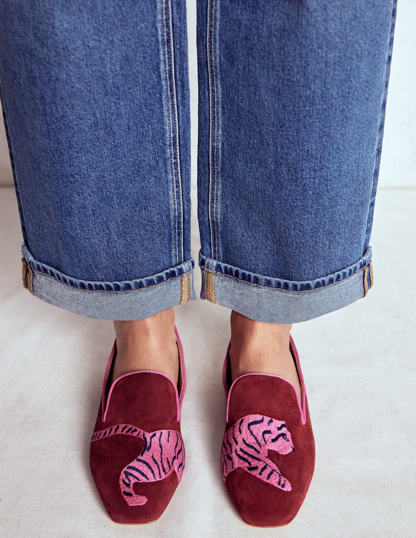 Slipper Cut Loafers-Oxblood Tiger