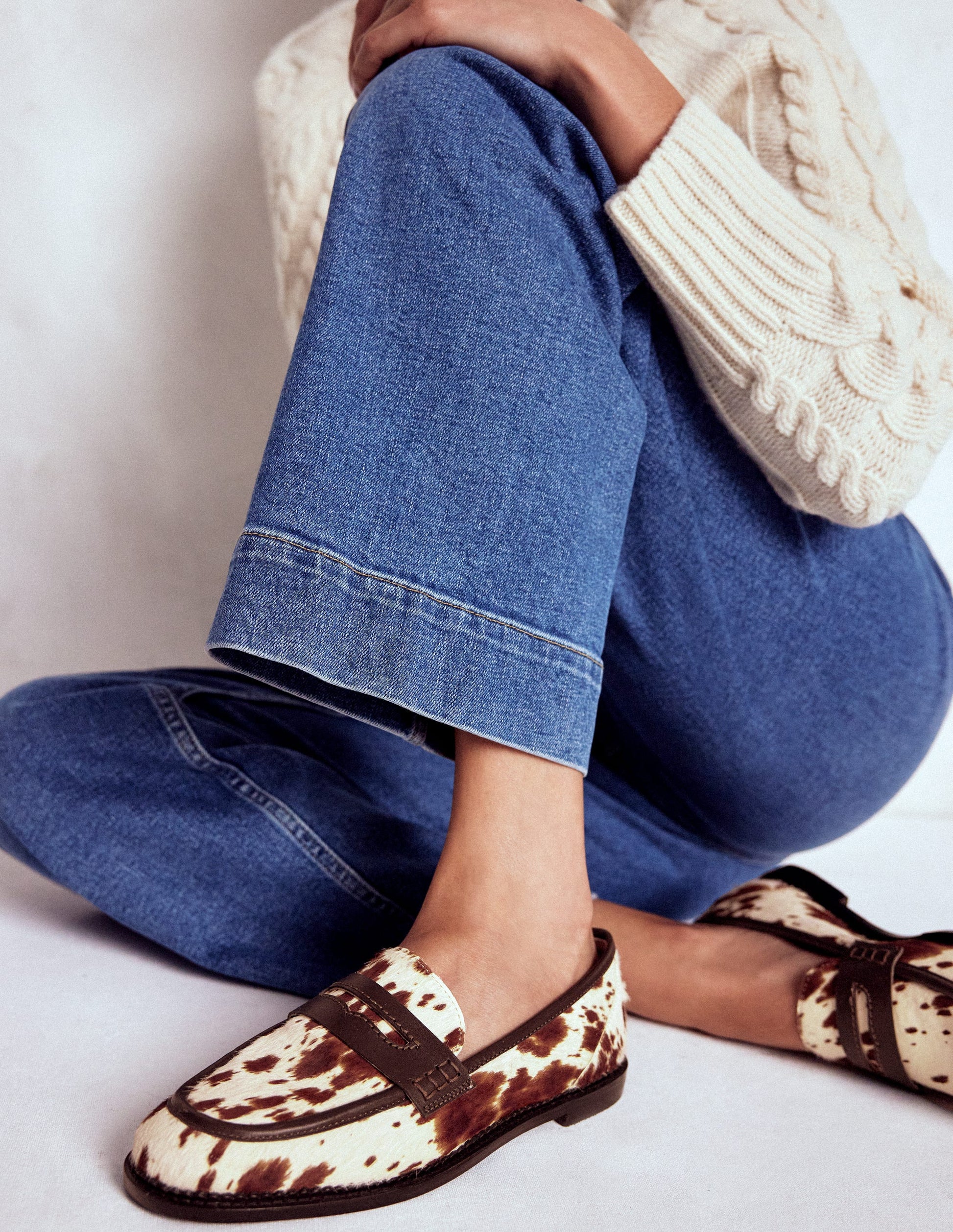 Nya Penny Loafers-Brown/Ivory Boden USA - Main Image