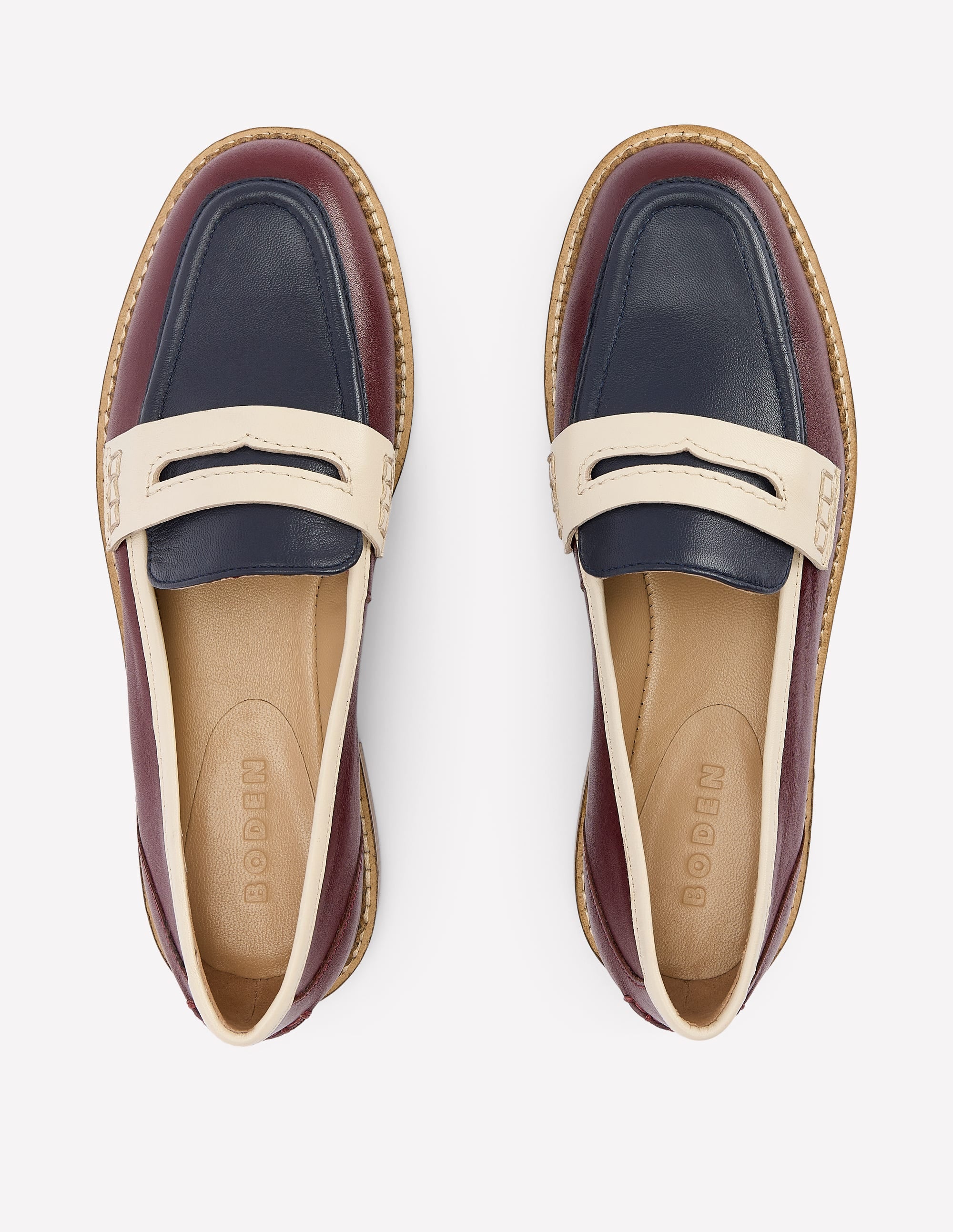 Nya Penny Loafers-Oxblood/Navy | Boden USA