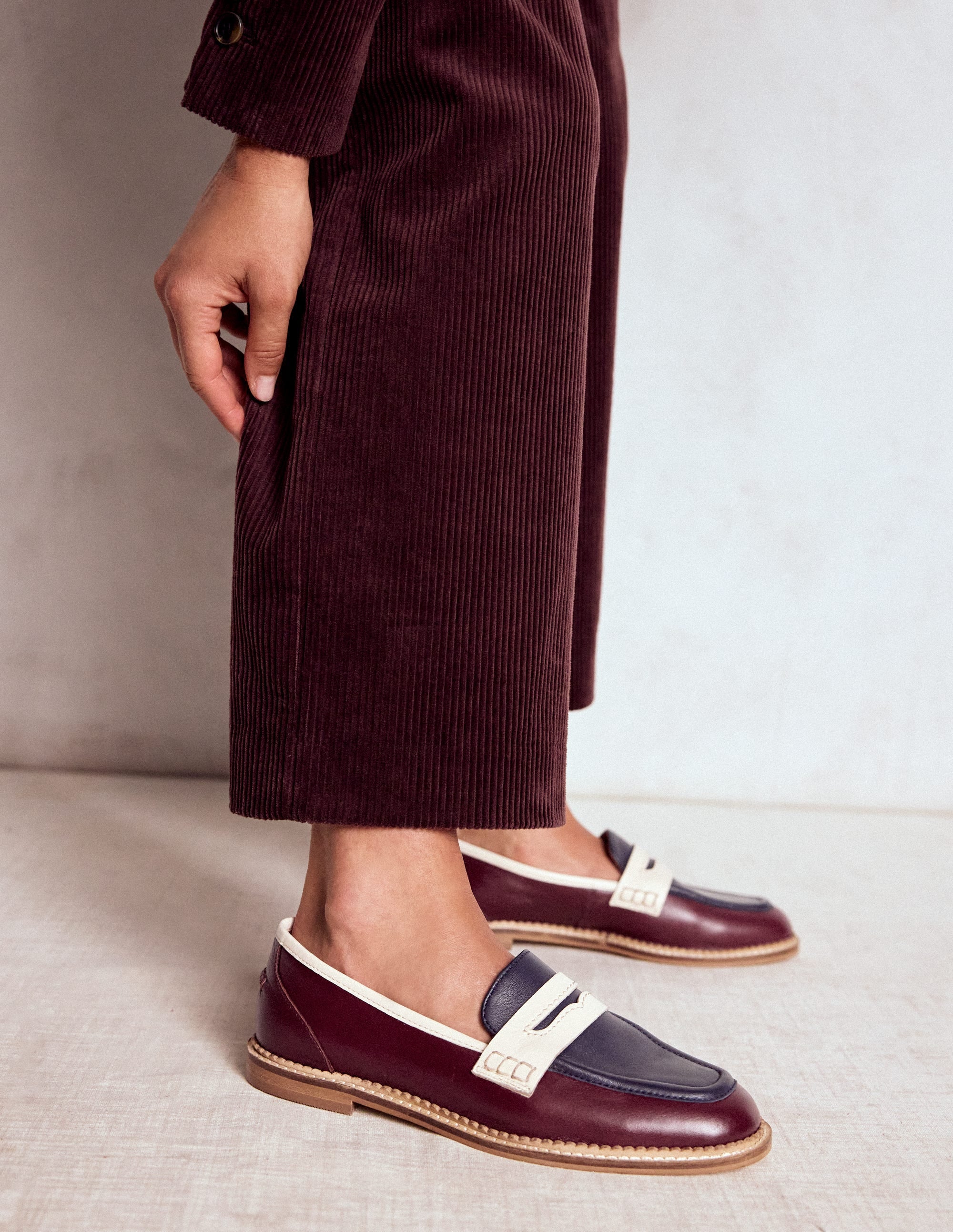 Nya Penny Loafers - Oxblood/Navy | Boden USA