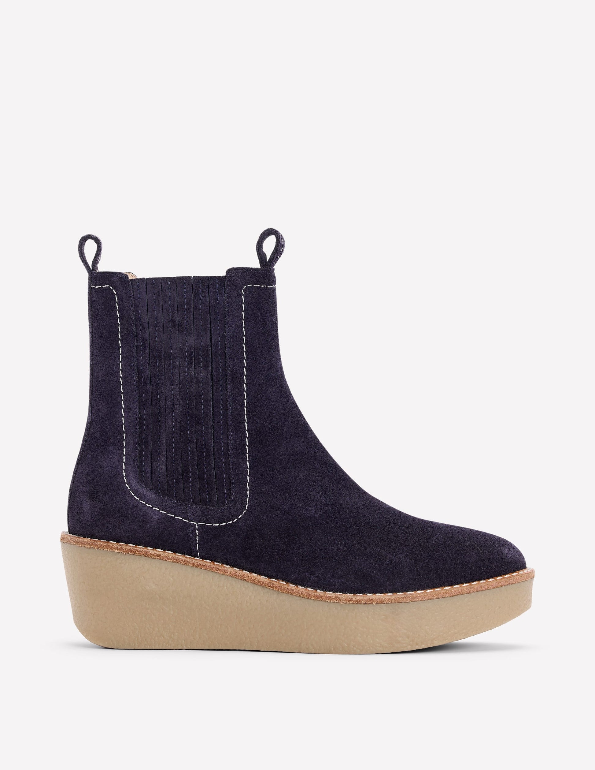 Wedge Ankle Boots-Navy-1