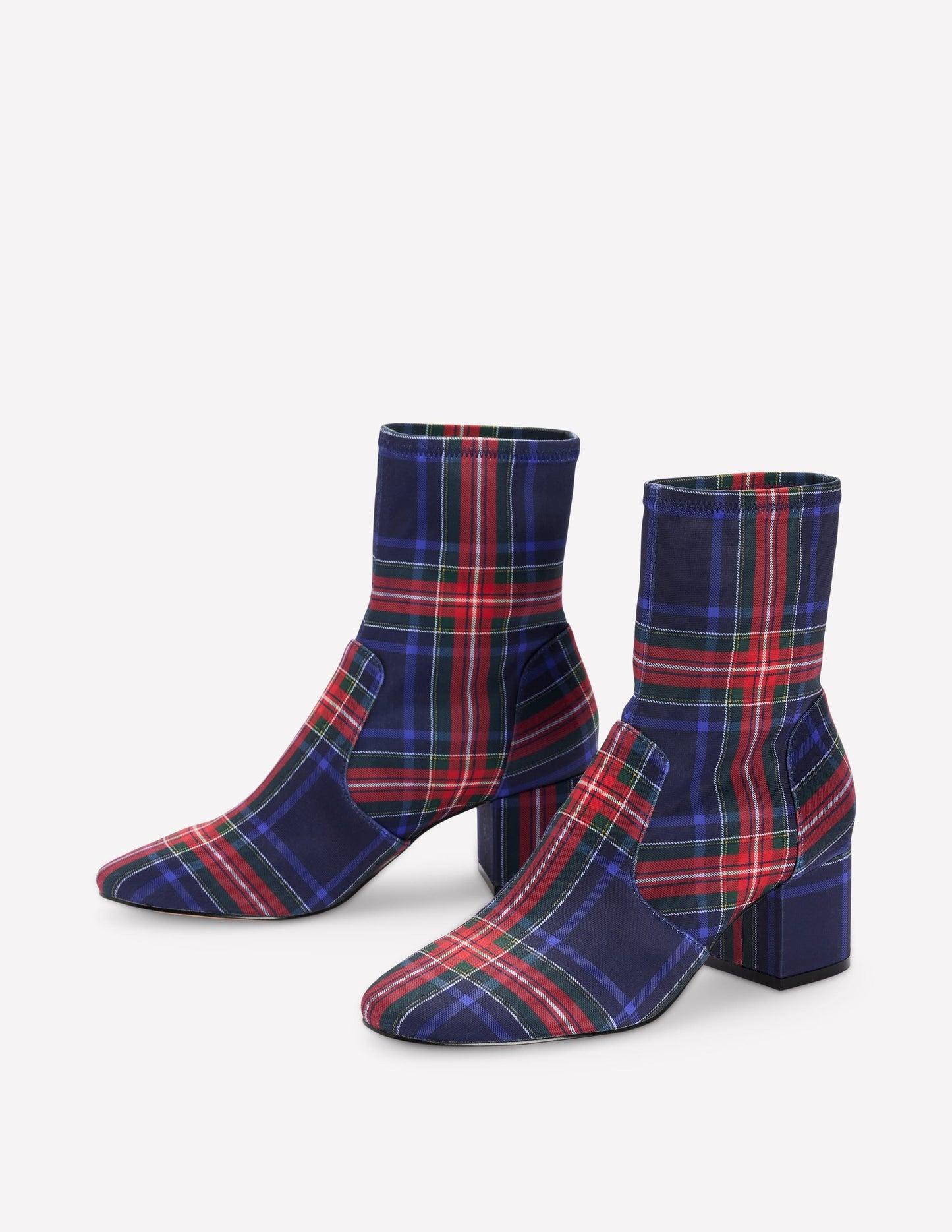 Stretch Ankle Boots-Tartan