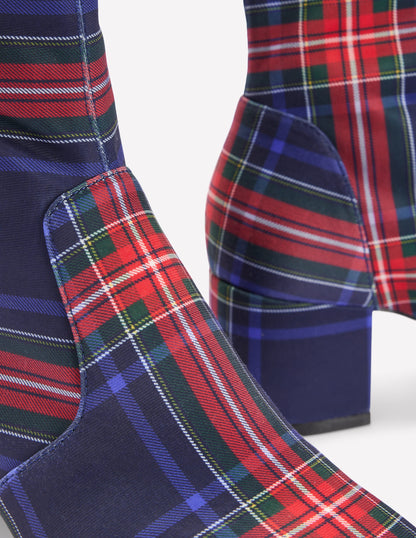 Stretch Ankle Boots-Tartan-4