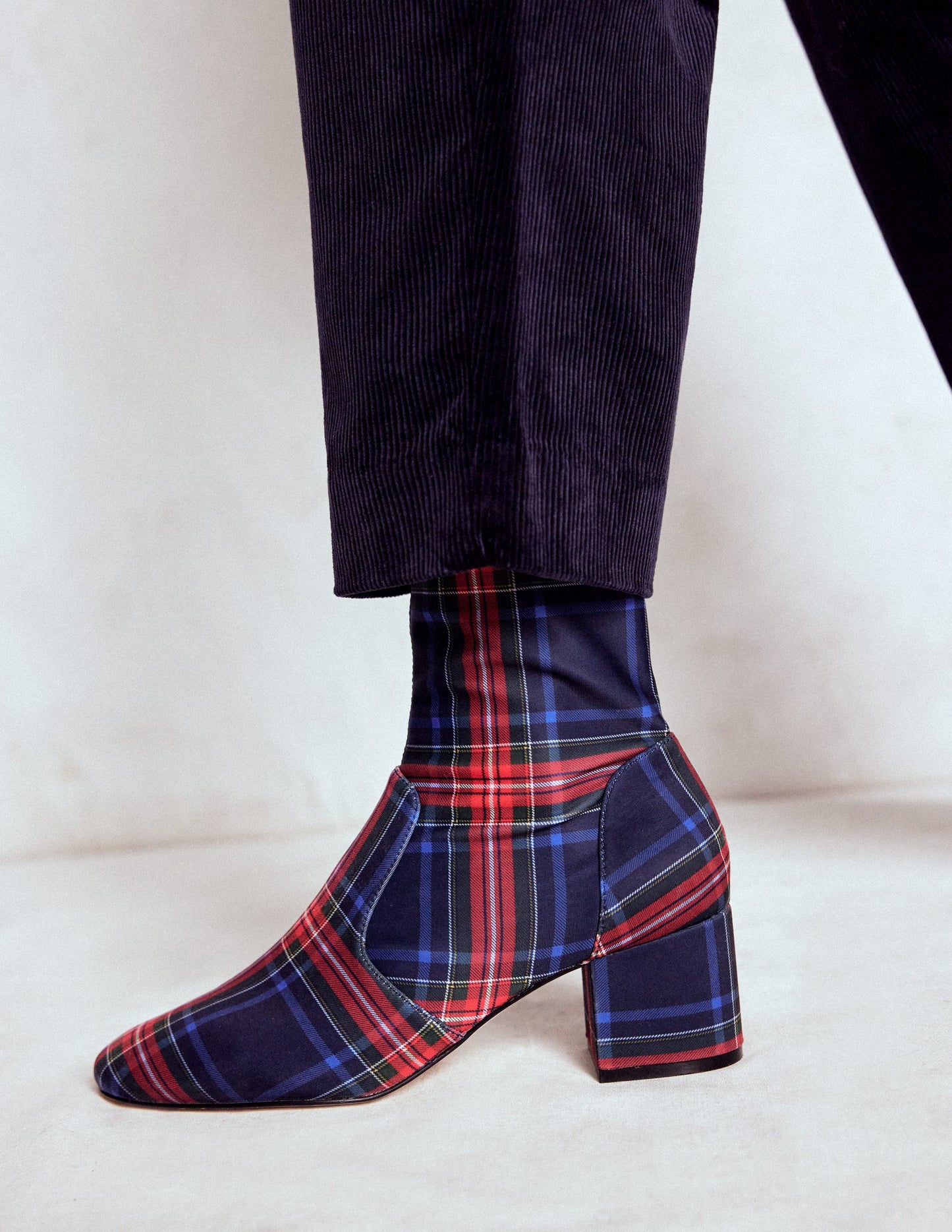 Stretch Ankle Boots-Tartan