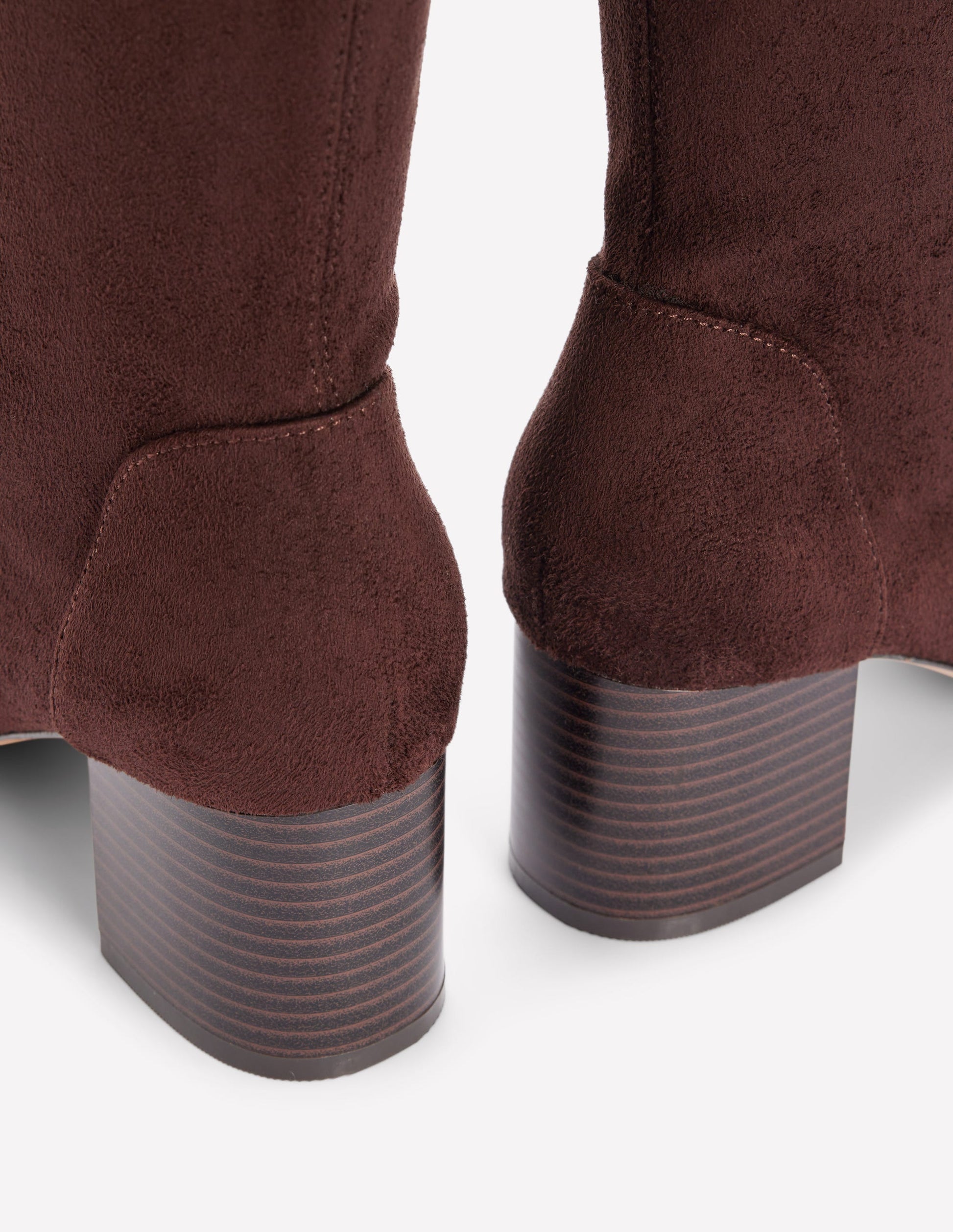 Stretch Knee Heel Boots-Chocolate-4