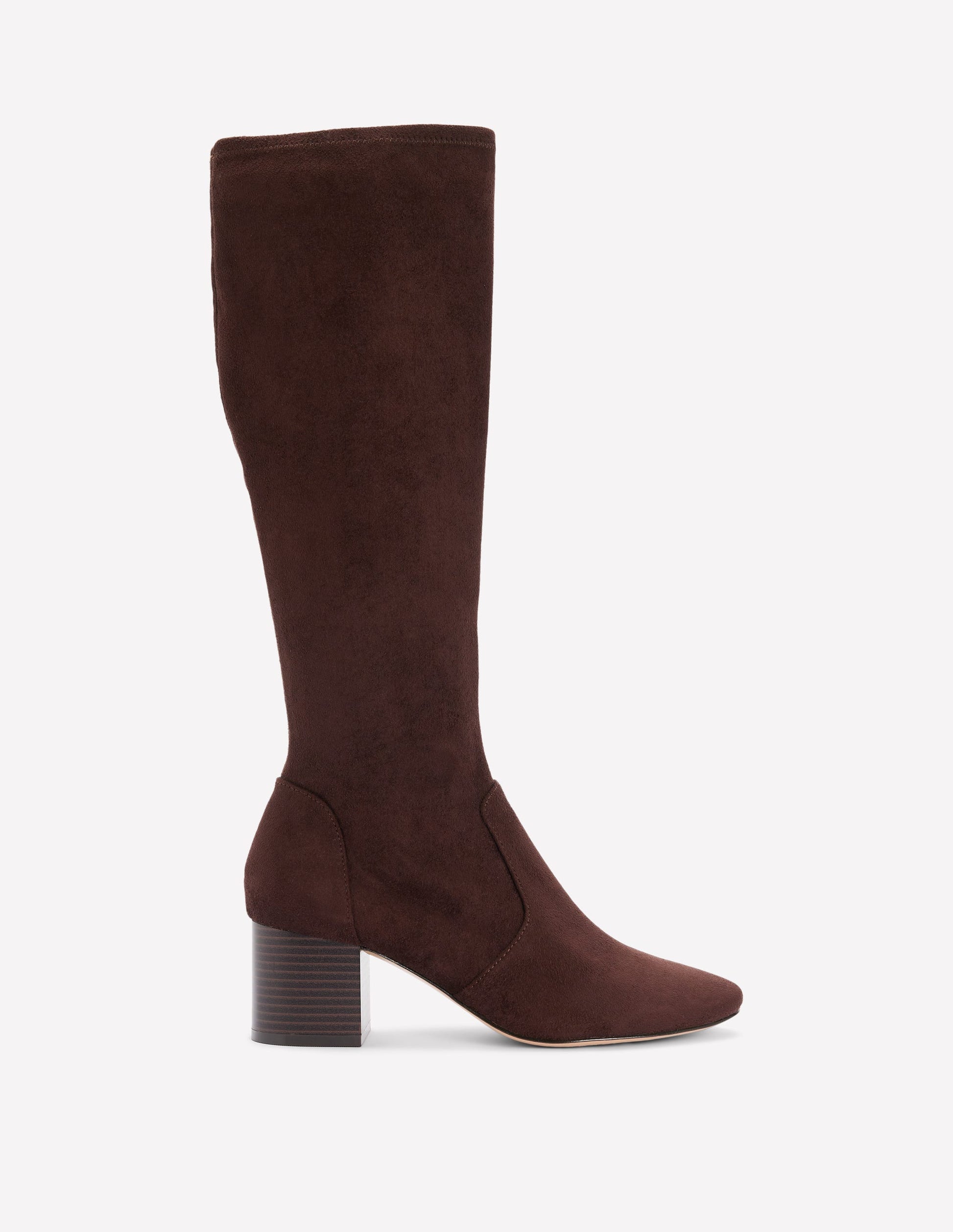 Stretch Knee Heel Boots-Chocolate-1