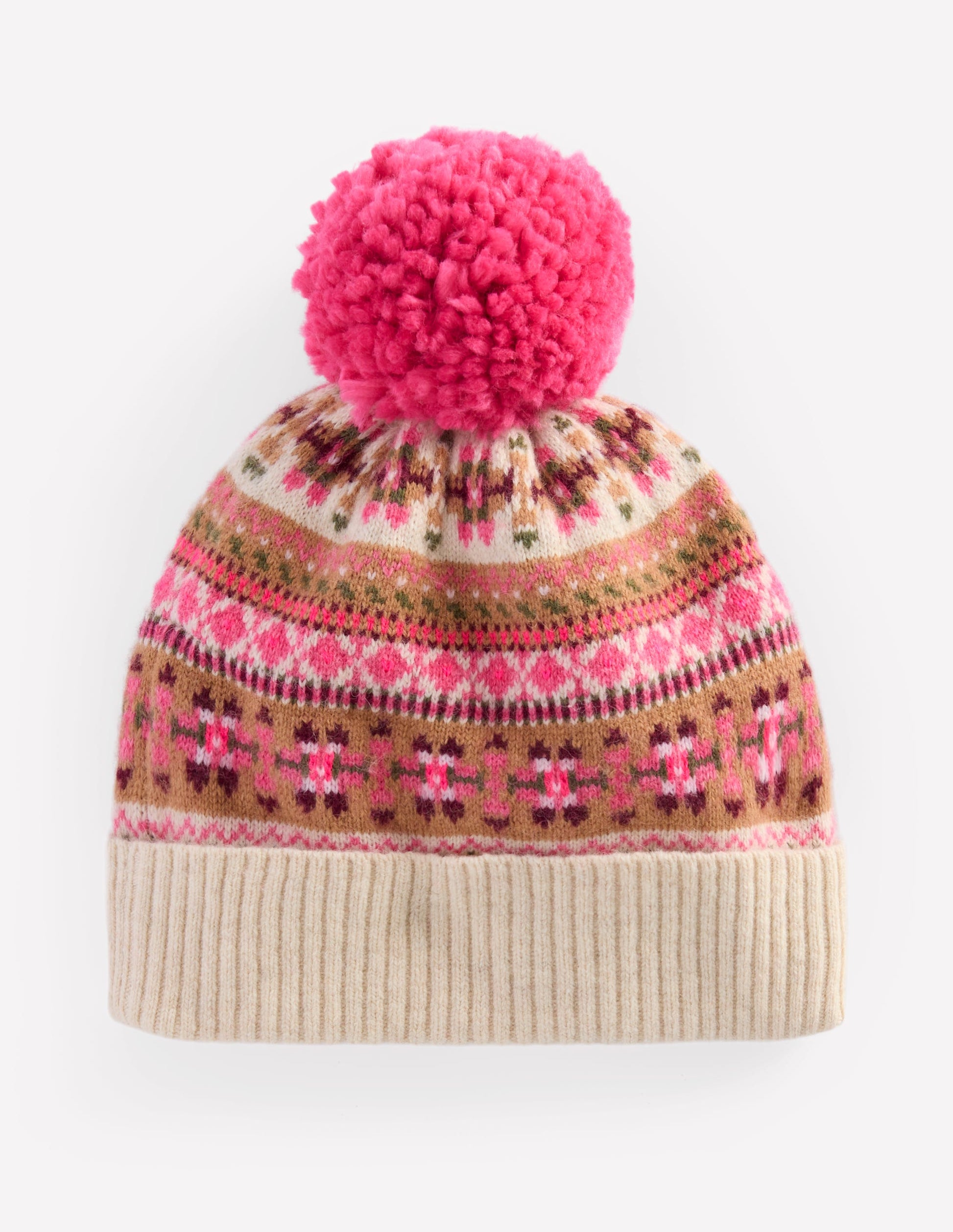 Edie Fair Isle Beanie-Pink-1