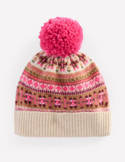 Edie Fair Isle Beanie-Pink-1