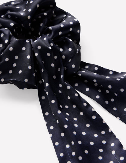 Scarf Scrunchie-French Navy Spot-3