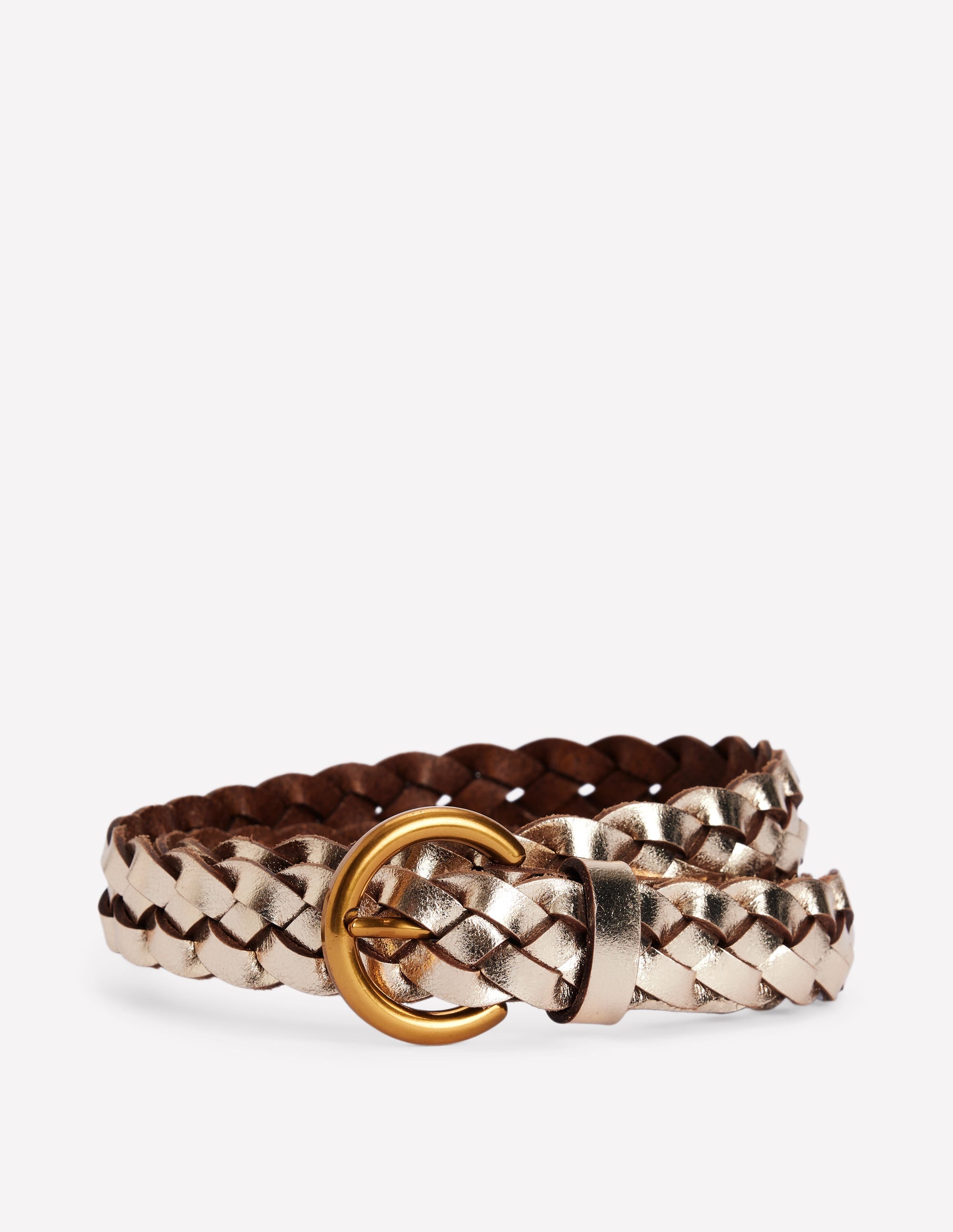 Skinny Plaited Belt-Gold - Image 1
