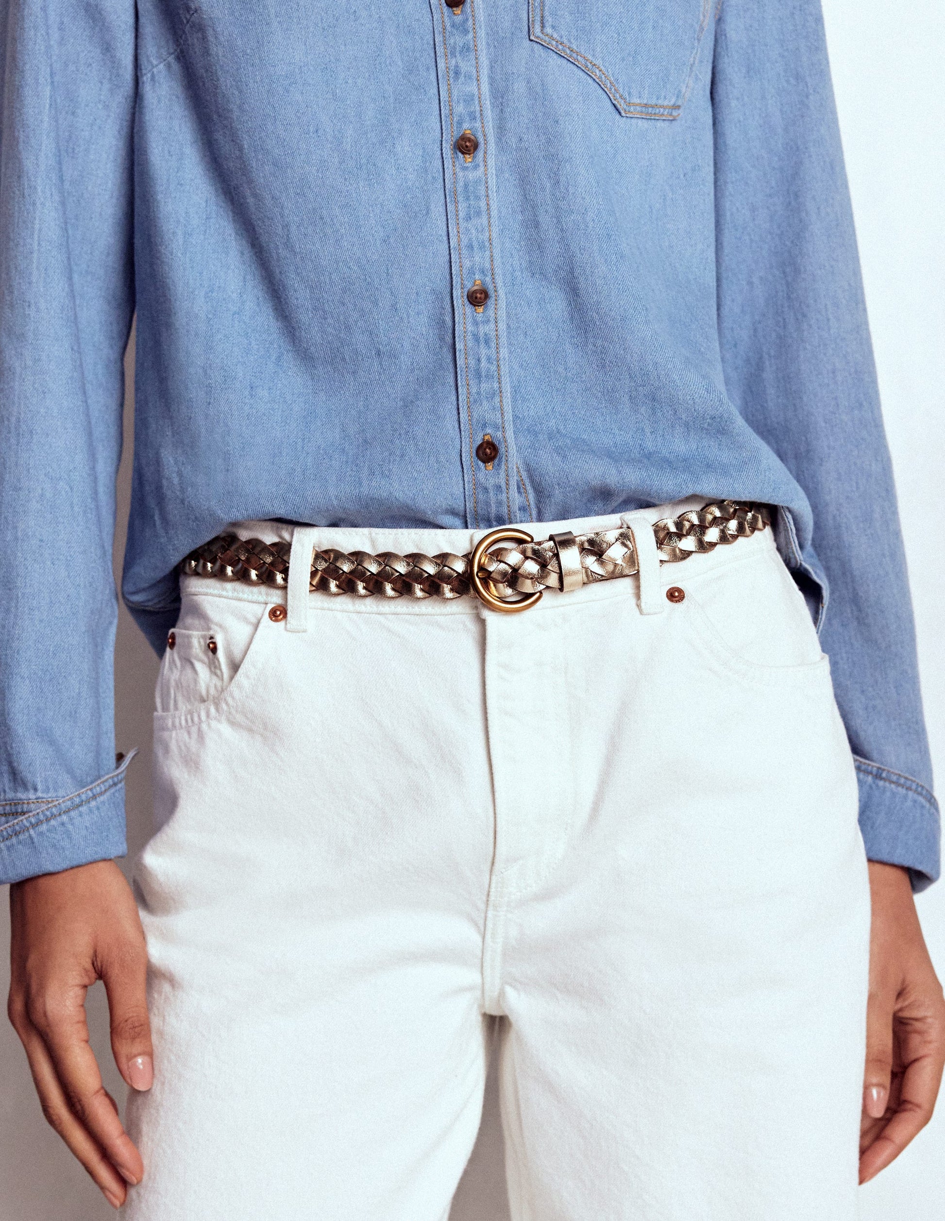 Skinny Plaited Belt-Gold-2