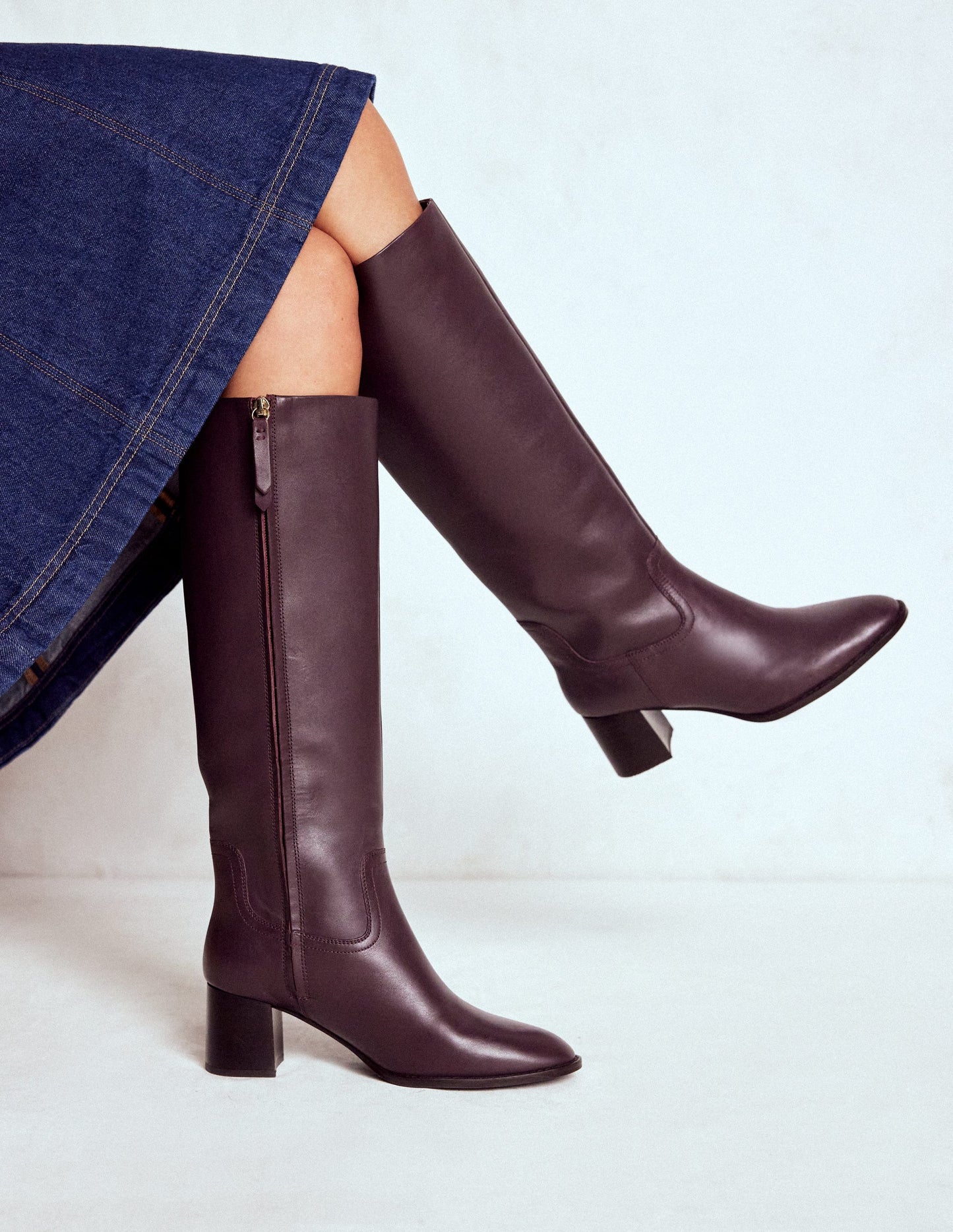 Skye Smart Knee Boots-Dark Cherry