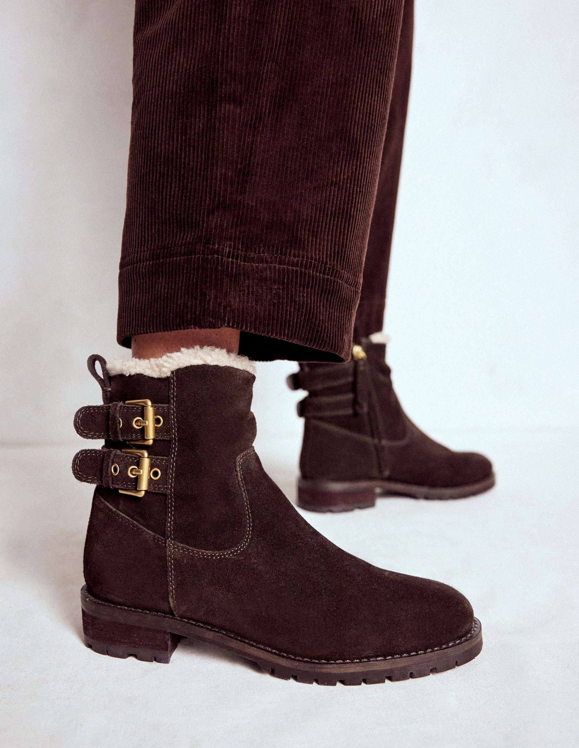 Buckle Ankle Boots-Bitter Chocolate-2