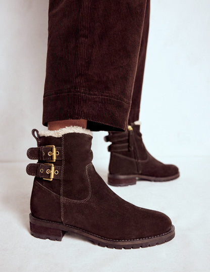 Buckle Ankle Boots-Bitter Chocolate-2