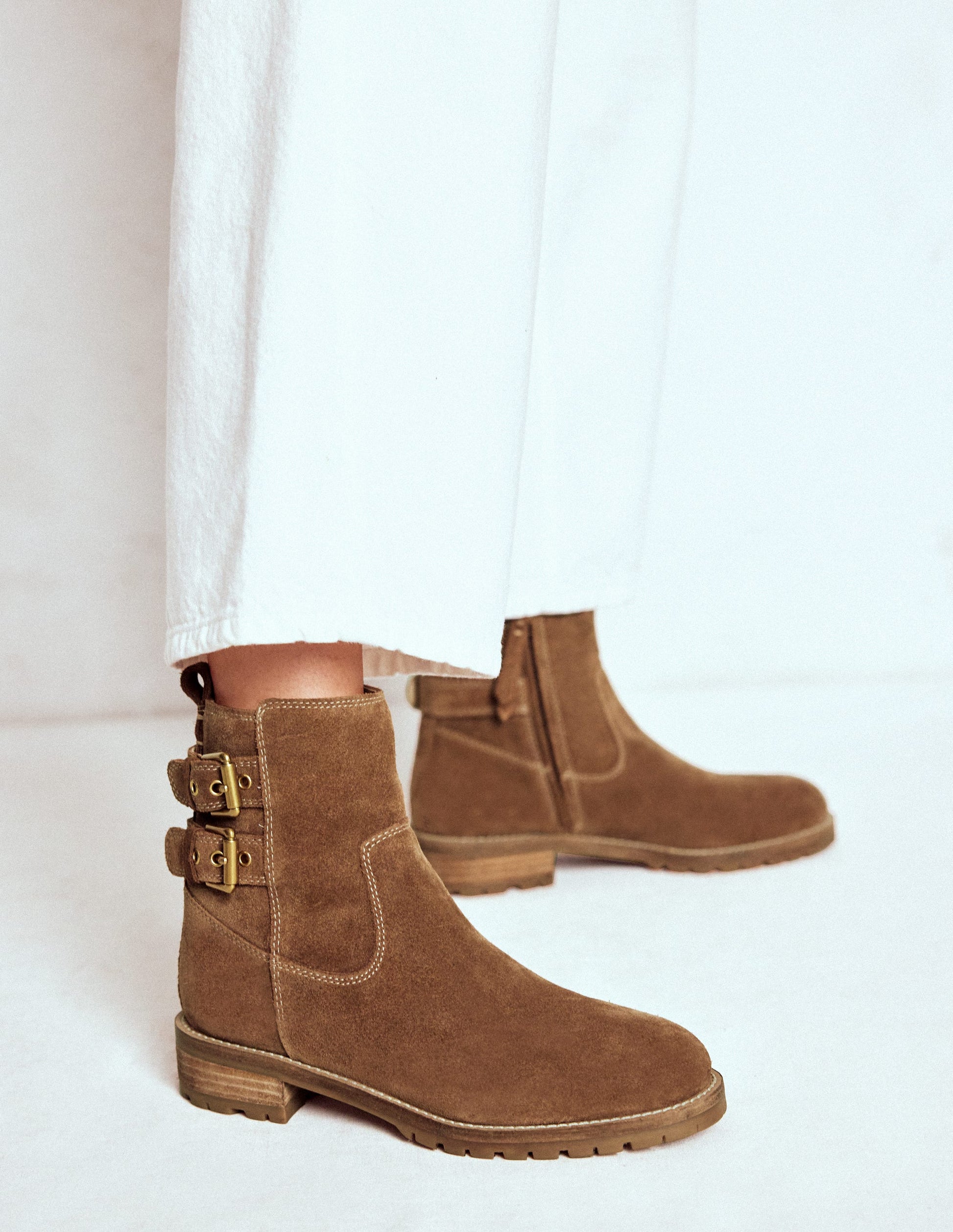 Buckle Ankle Boots-Tan-2