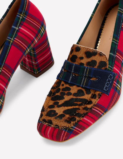 Sol Block Heeled Penny Loafers-Tartan Check-5