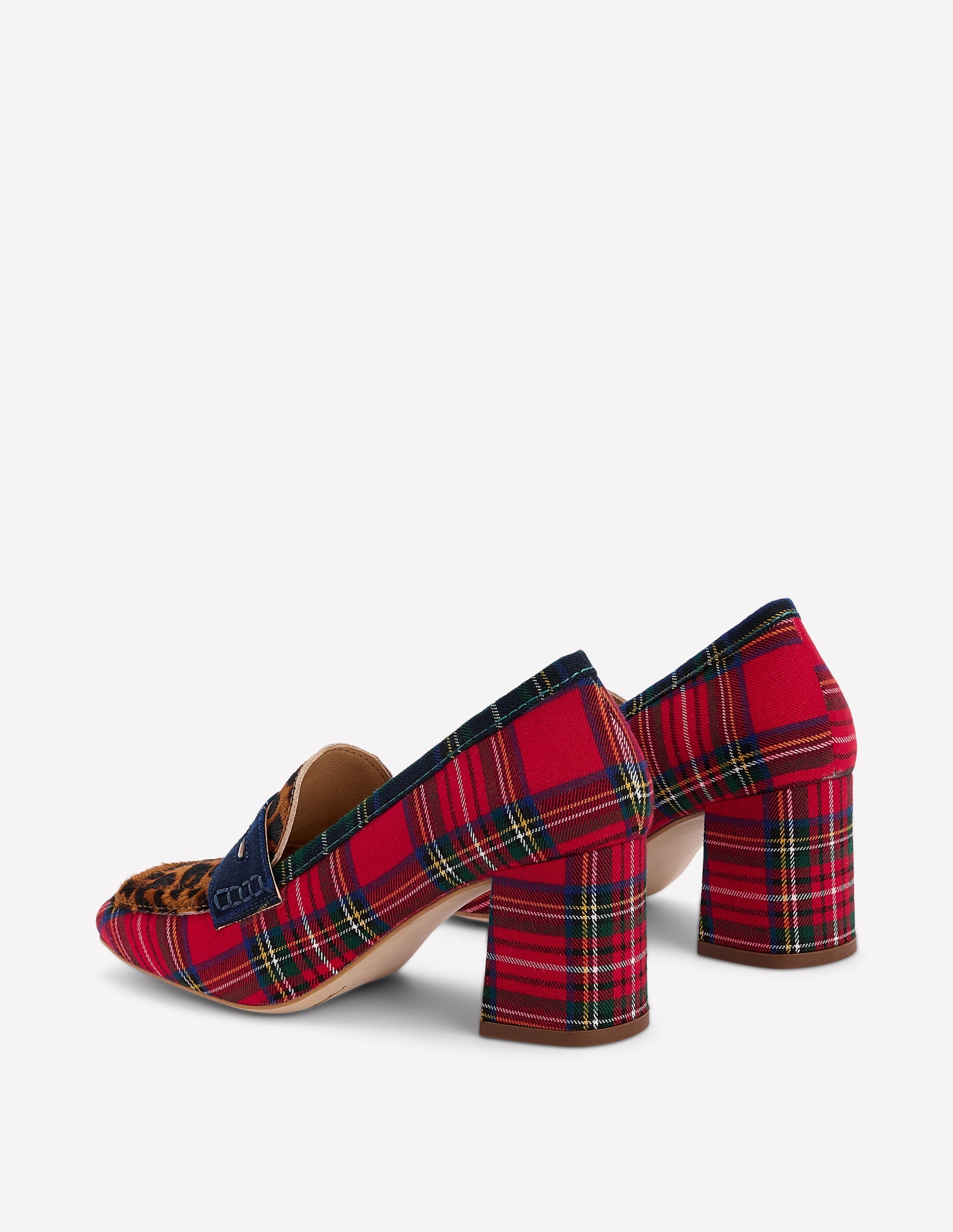 Sol Block Heeled Penny Loafers-Tartan Check-6