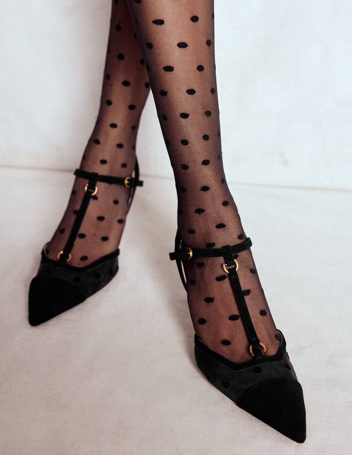 T-Bar Point Heels-Black Mesh - Image 2