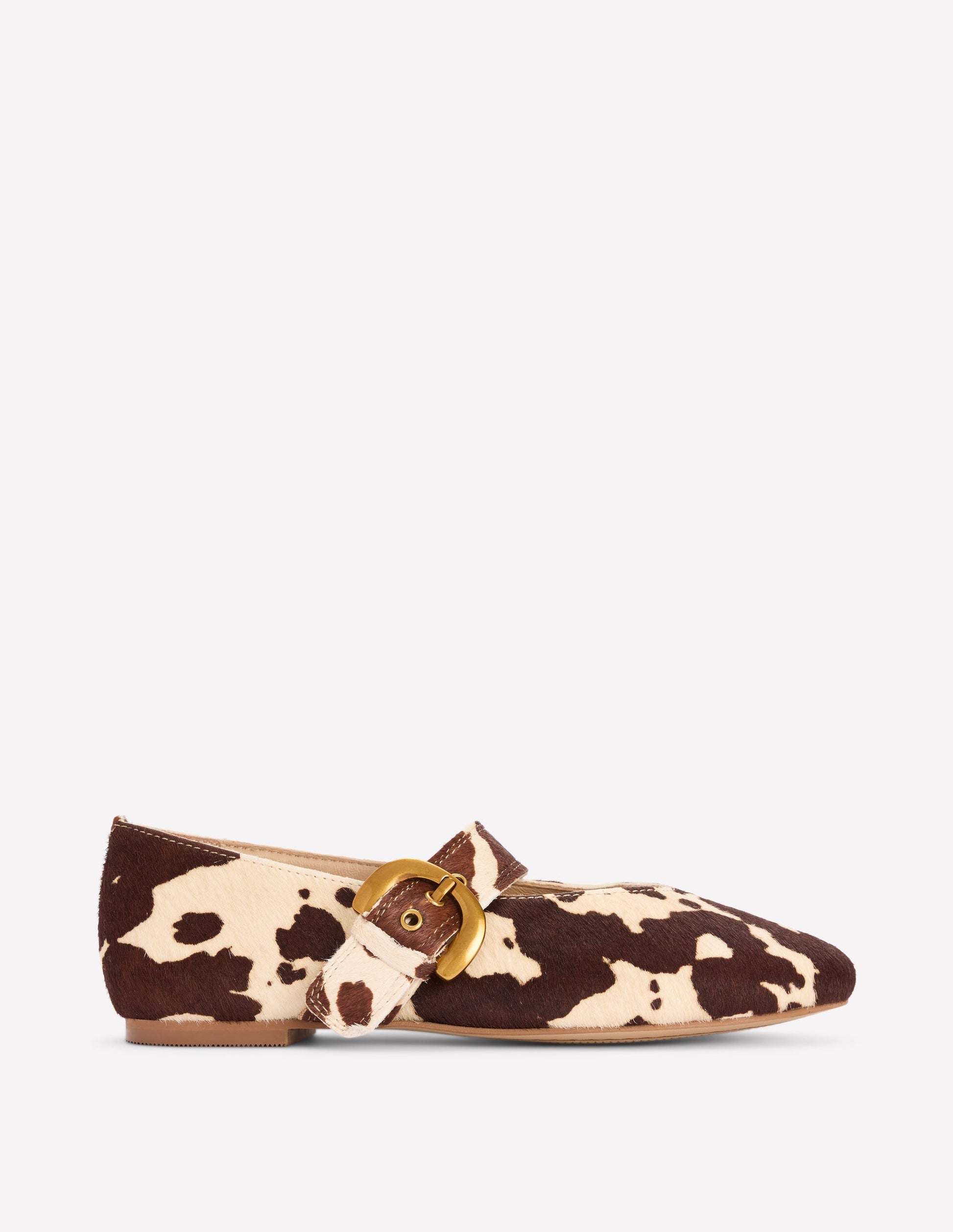Kylie Flat Buckle Mary Janes-Brown/Ivory-1