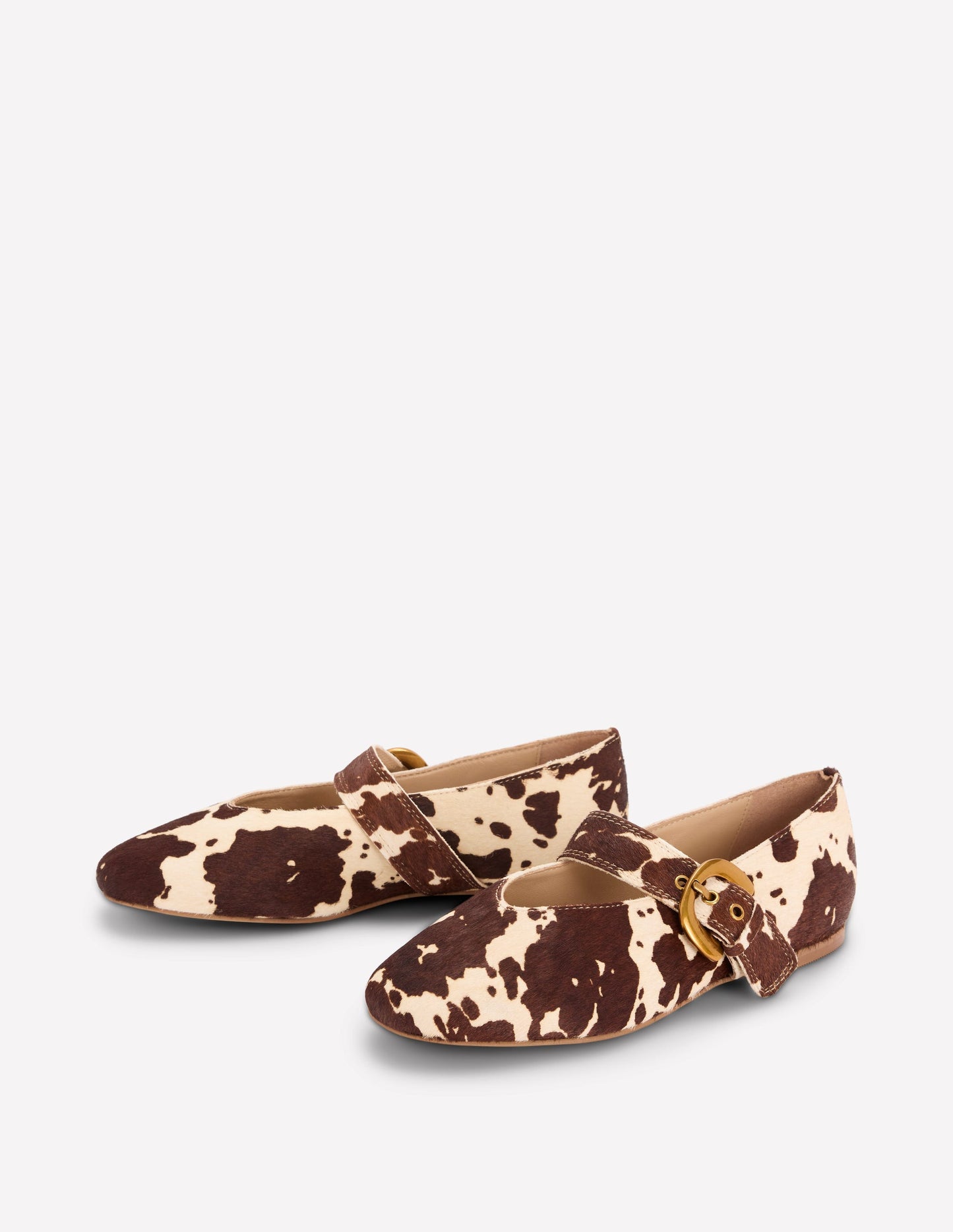 Kylie Flat Buckle Mary Janes-Brown/Ivory