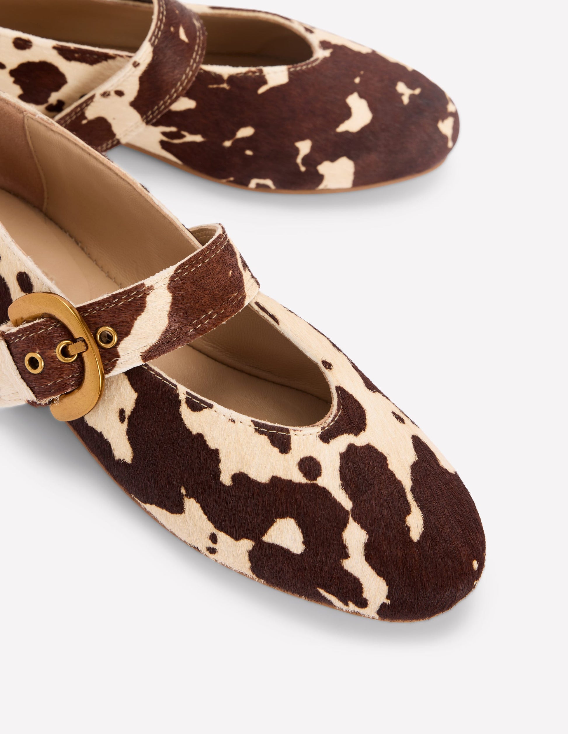 Kylie Flat Buckle Mary Janes-Brown/Ivory-4