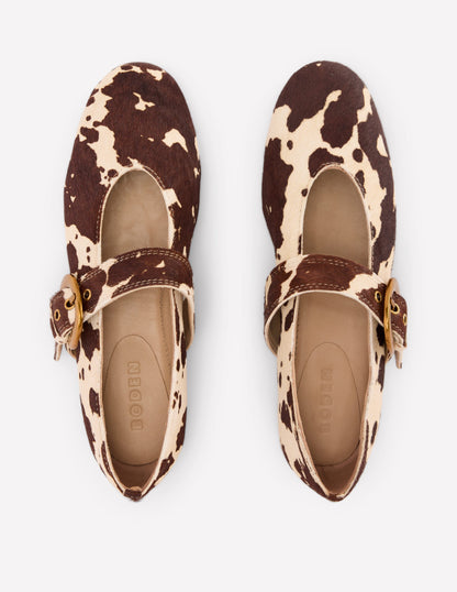 Kylie Flat Buckle Mary Janes-Brown/Ivory-5