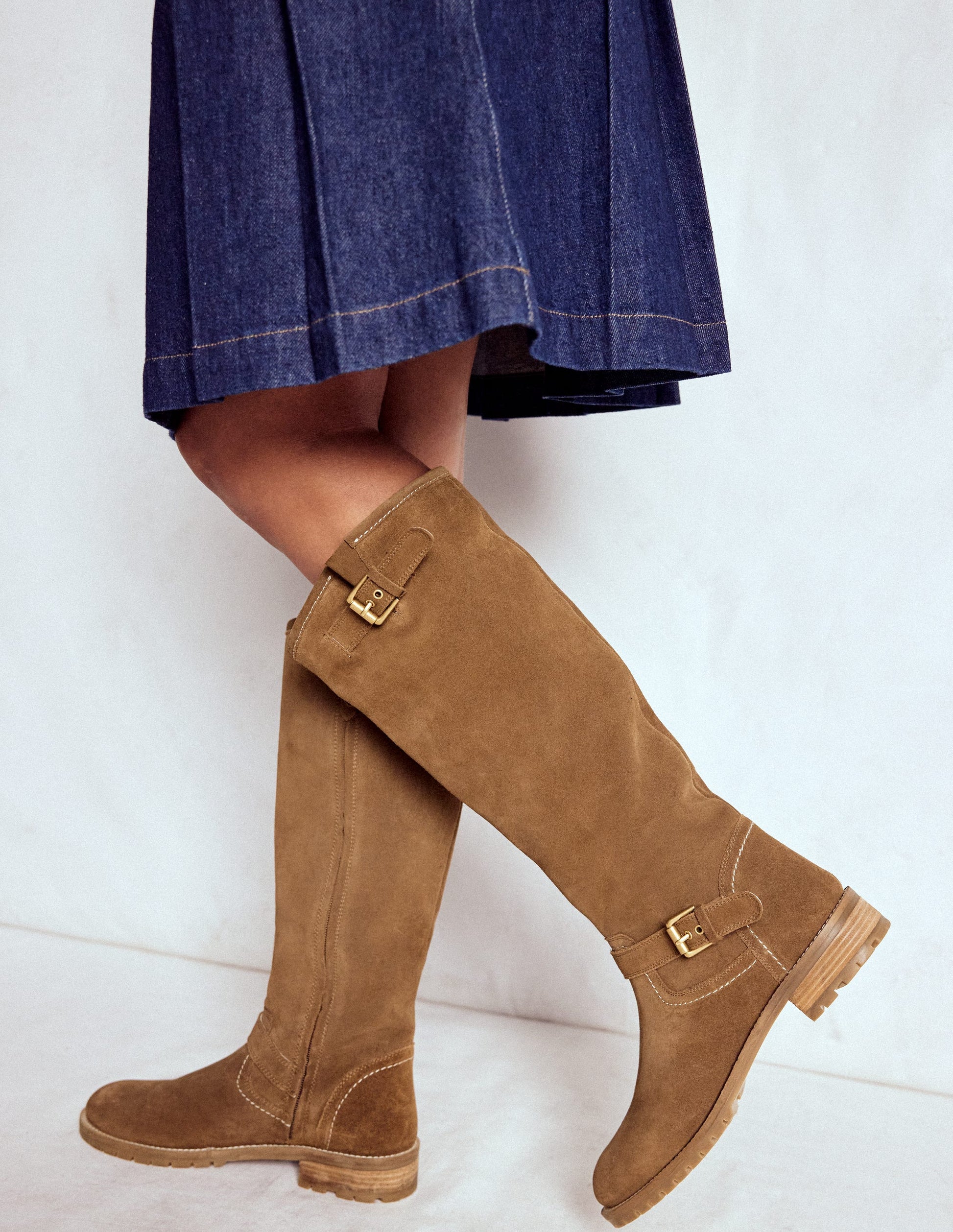Buckle Knee High Boots-Coconut-2