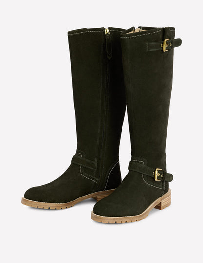 Buckle Knee High Boots-Woodland Green-3
