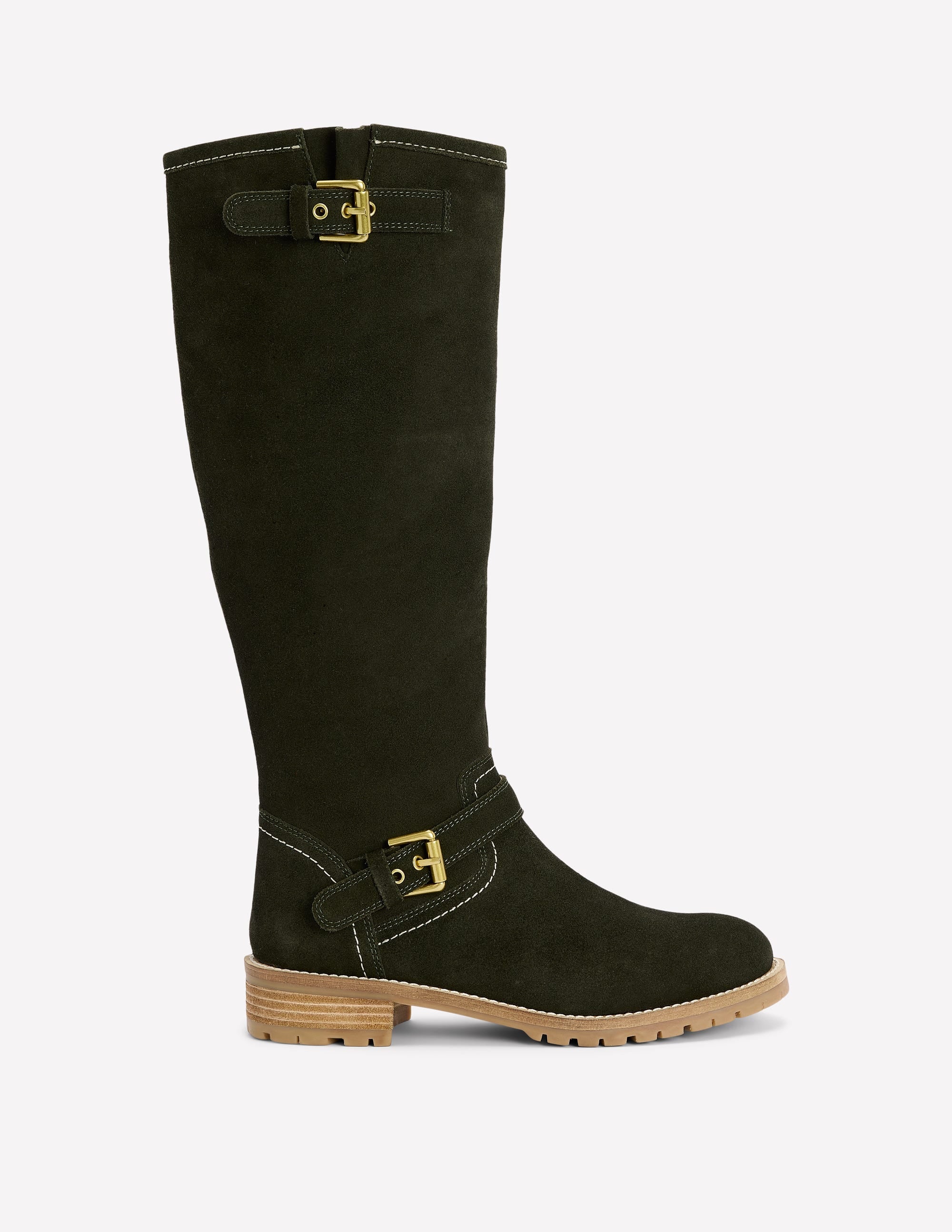 Buckle Knee High Boots-Woodland Green - Image 1