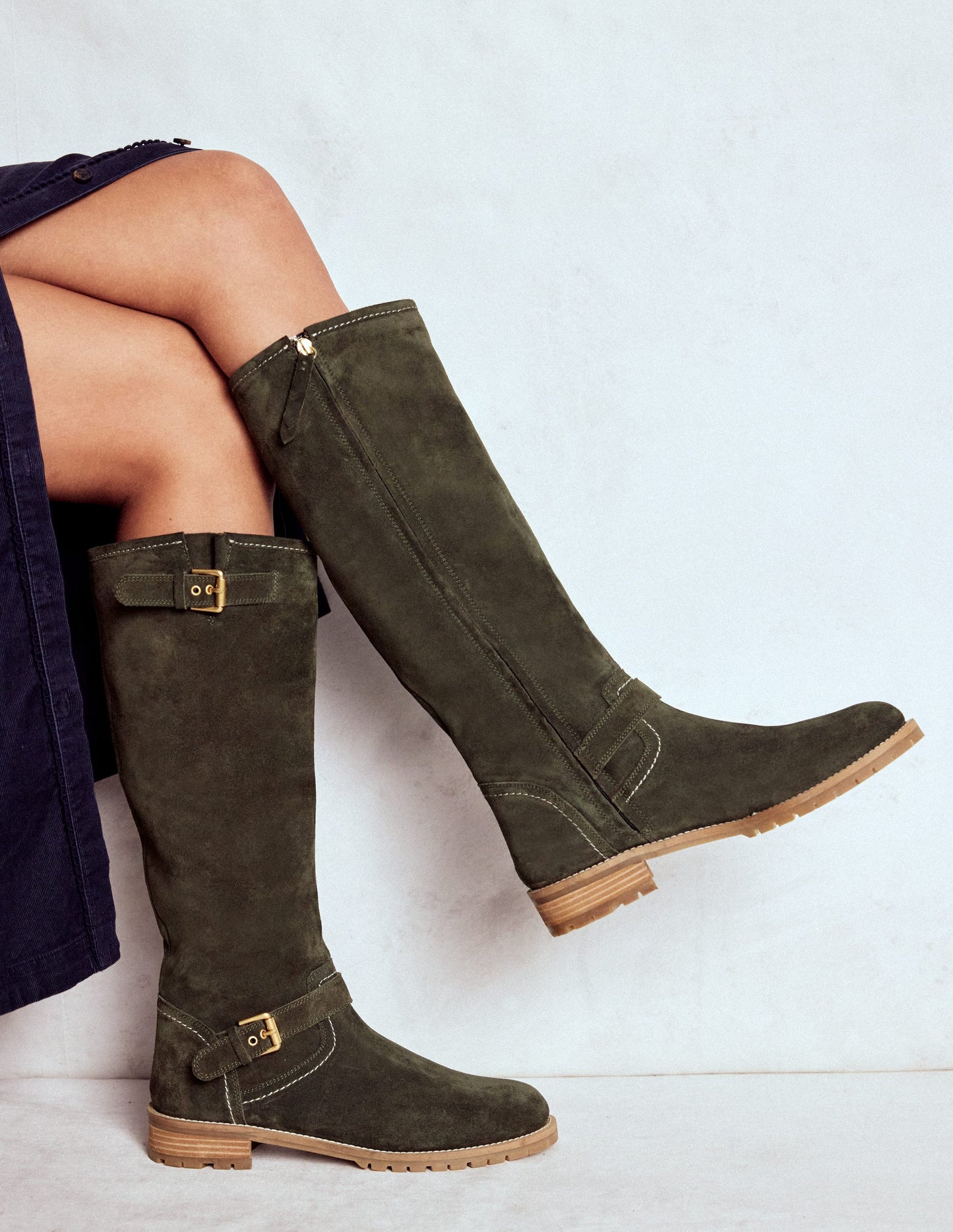 Buckle Knee High Boots-Woodland Green