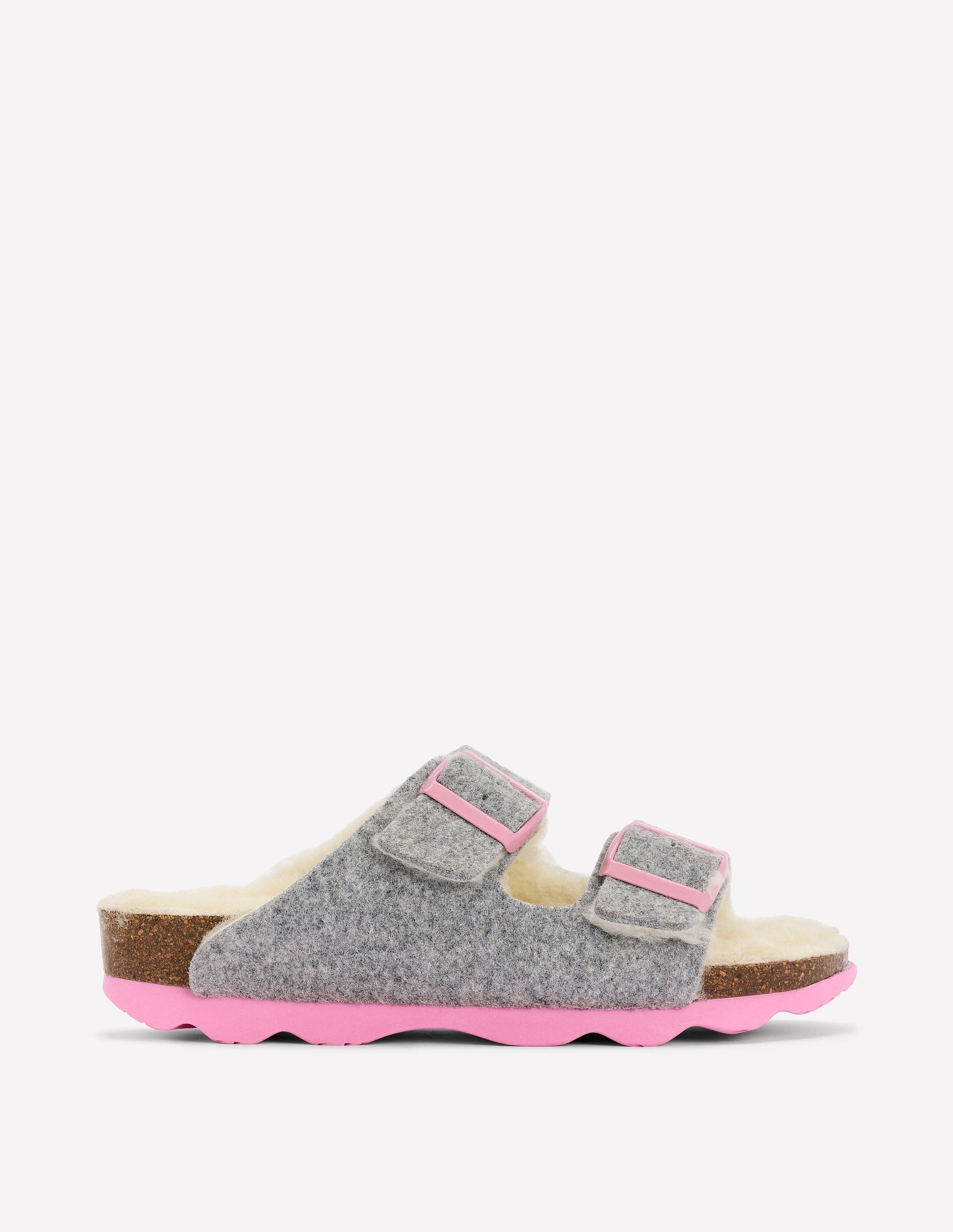 Double Strap Buckle Slipper-Grey-1