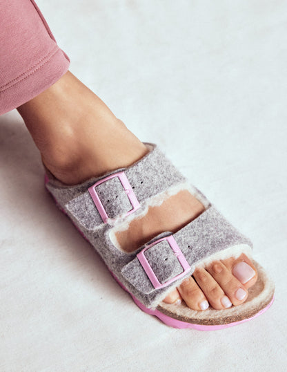 Double Strap Buckle Slipper-Grey-2