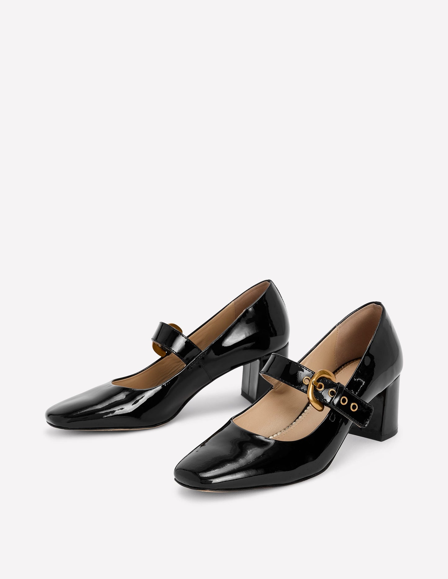 Heeled Buckle Mary Janes-Black